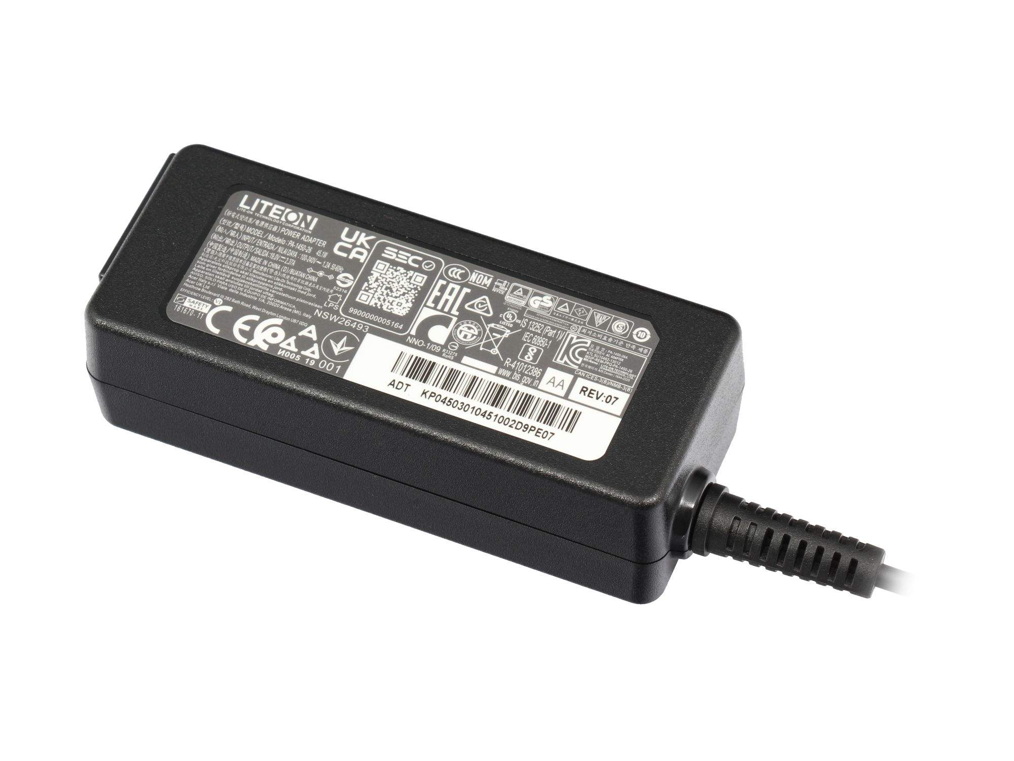 Acer AC Adaptor.45W.19V.1.7x5.5x11 Black - PC-/Server Netzteil - 45 W