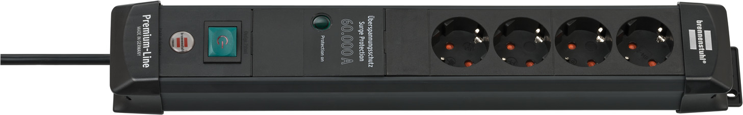 Brennenstuhl 1951140300 - 1,8 m - Drinnen - Abgewinkelt - IP20 - Schwarz - 4 AC-Ausgänge, Ansicht 4