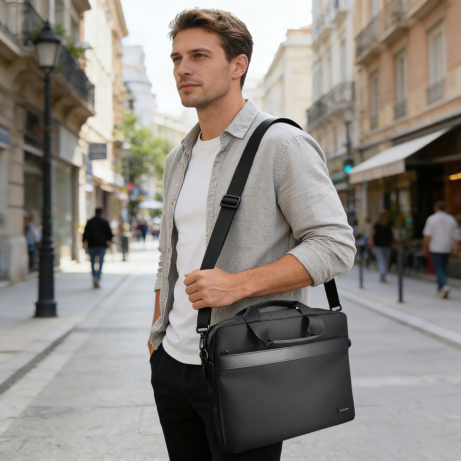 4smarts Laptop-Tasche Target Eco Slim 15–16” schwarz, Ansicht 4