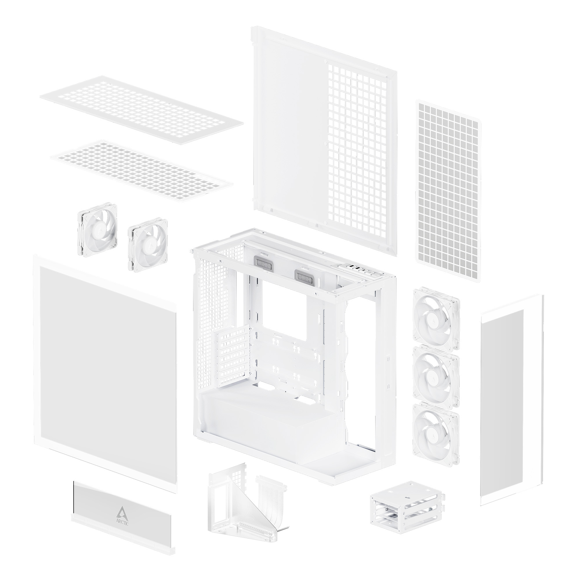 Arctic Geh Xtender White with GPU vertical mount - Midi/Minitower - ATX, Ansicht 2
