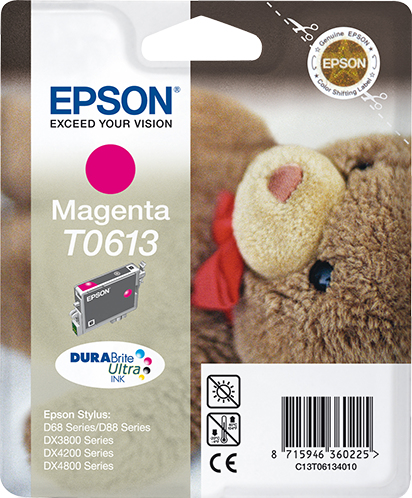 Epson Teddybear Singlepack Magenta T0613 DURABrite Ultra Ink, Tinte auf Pigmentbasis, 8 ml, 1 Stück(e)