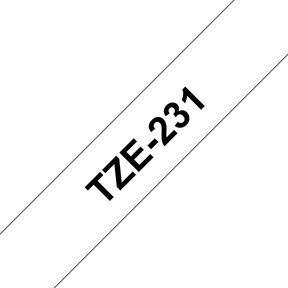 Brother TZe-231 - Standard-Klebstoff - Schwarz auf Weiß - Rolle (1,2 cm x 8 m), Ansicht 2