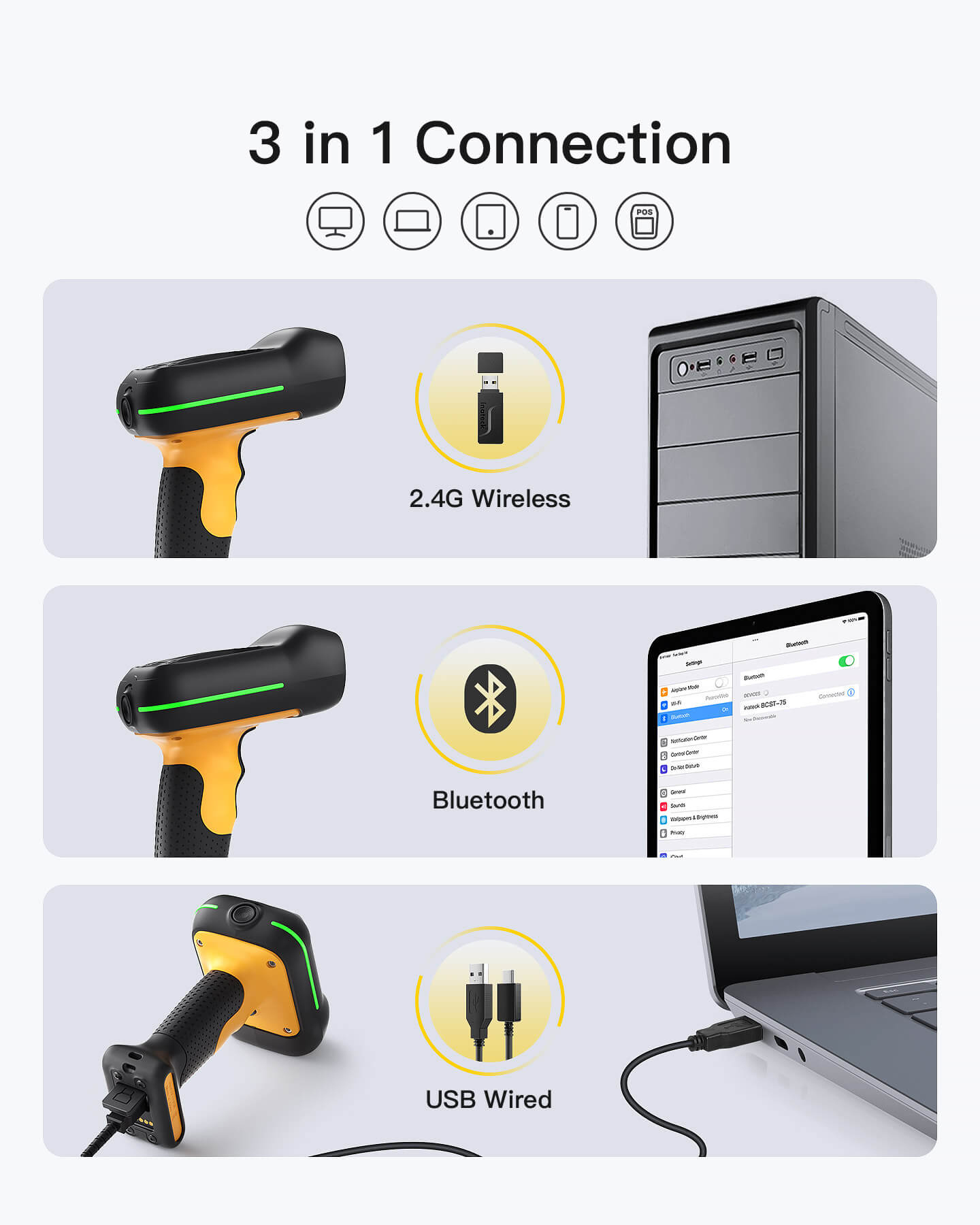 Inateck Barcodescanner 75S black[BCST-75S_black] - Barcode-Scanner, Ansicht 3
