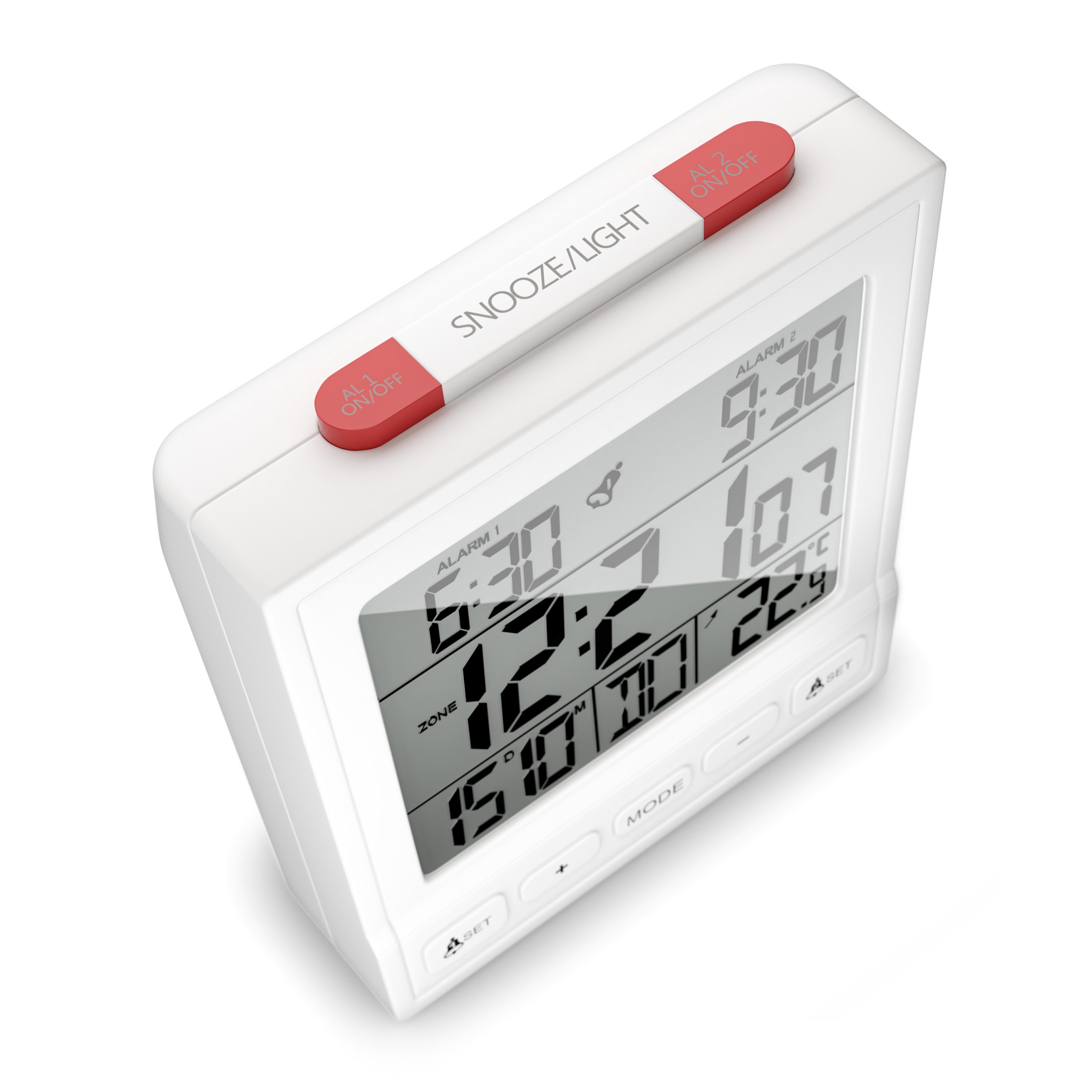 Mebus 56813 - Digitaler Wecker - Rechteck - Weiß - 12/24 h - F - °C - Weiß, Ansicht 2