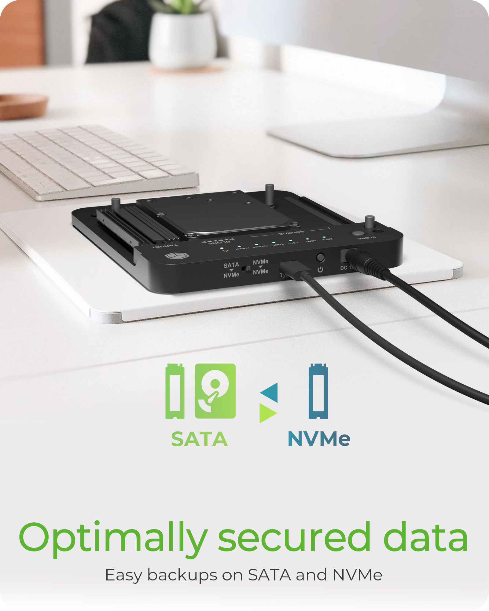 ICY BOX Docking- & Klonstation M.2 NVMe SSD zweifach retail, Ansicht 3