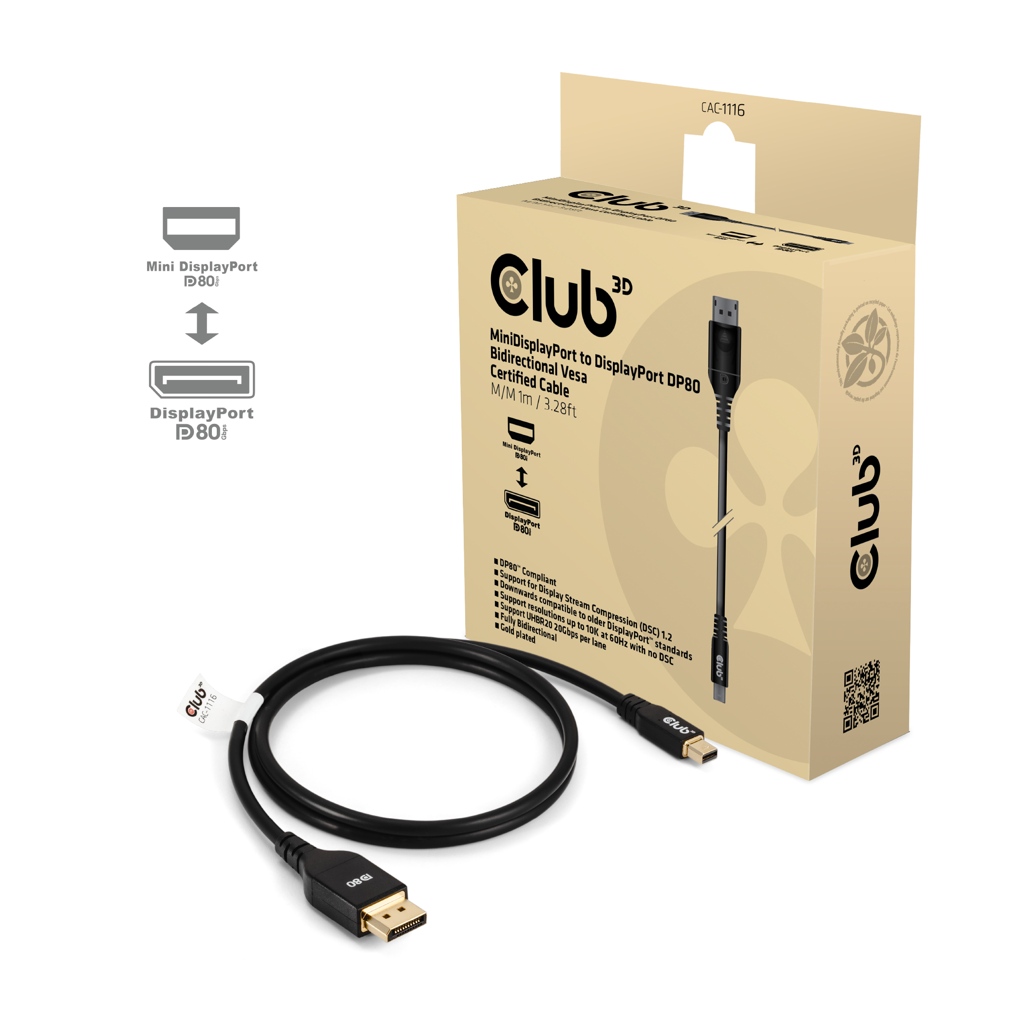 Club 3D CAC-1116 - DisplayPort-Kabel - Mini DisplayPort (M), Ansicht 2