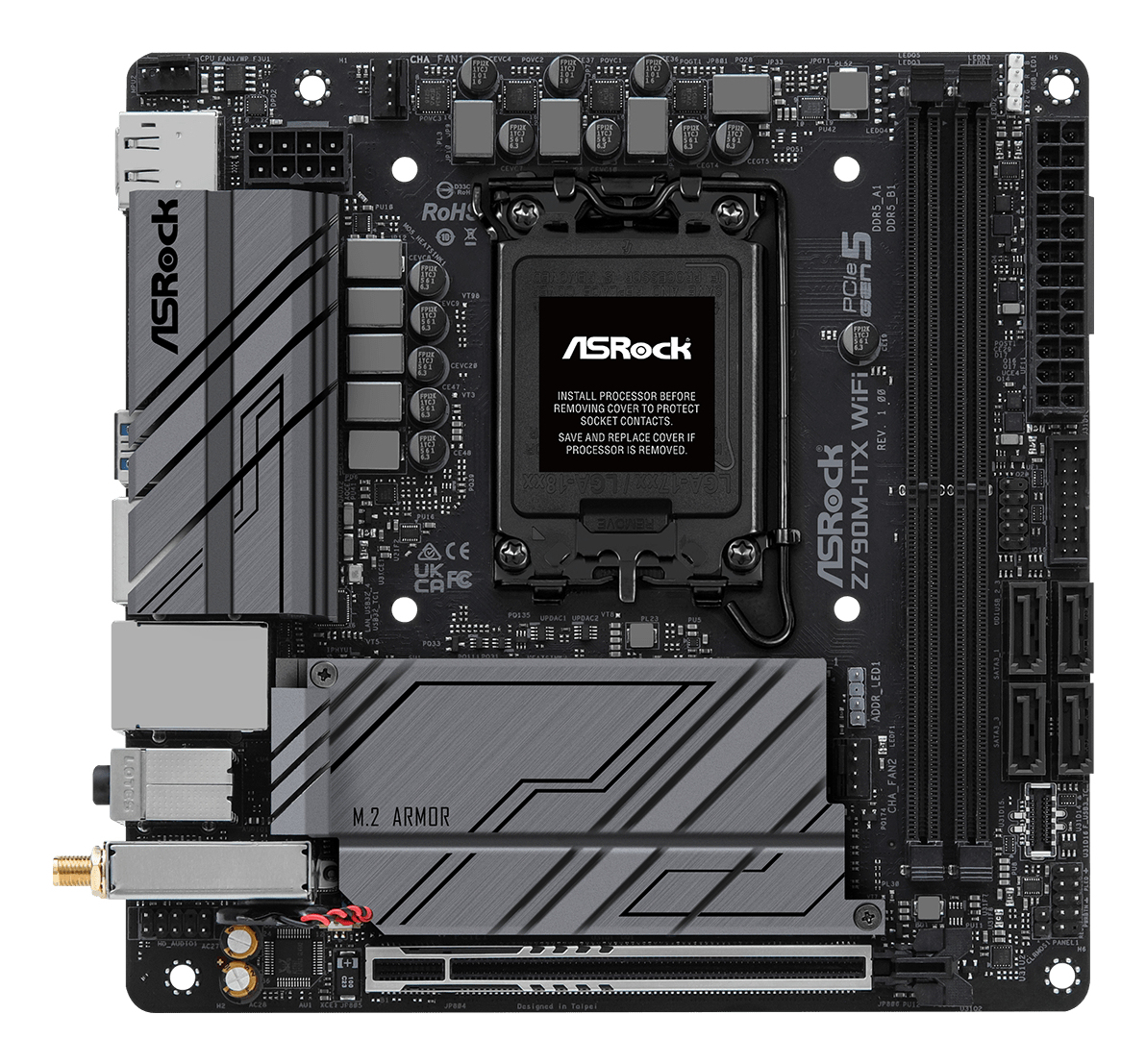 ASRock Z790M-ITX WiFi - Motherboard - Mini-ITX - LGA1700-Sockel - Z790 Chipsatz - Bluetooth, Gigabit LAN, Ansicht 2