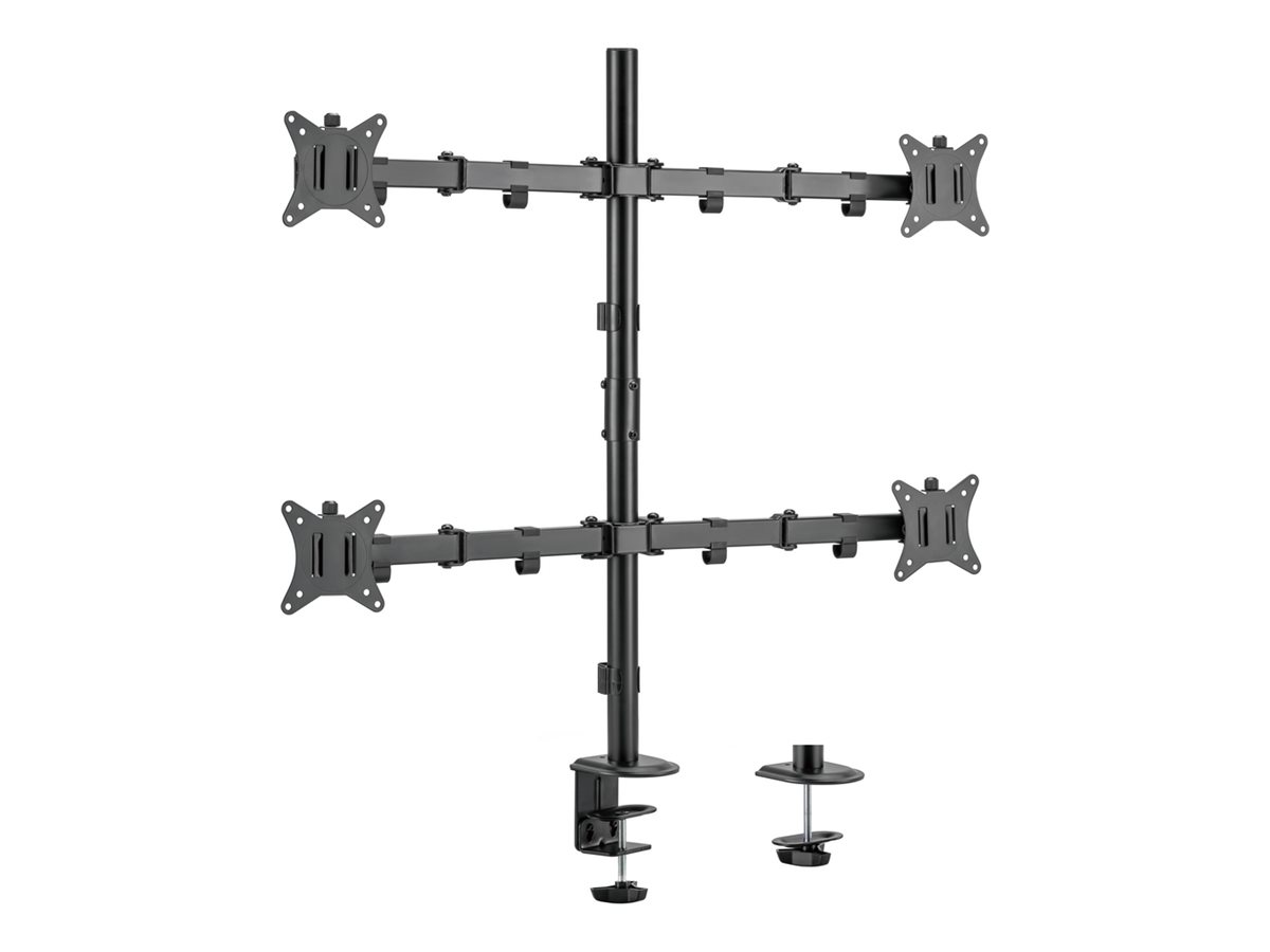 Equip Befestigungskit (Kabeldurchführungsklemme, Schrauben, Klemmhalterung) - für 4 LCD-Displays / Curved LCD-Displays - articulating - Kunststoff, Metall - Schwarz - Bildschirmgröße: 43.2-81.3 cm (17"-32")