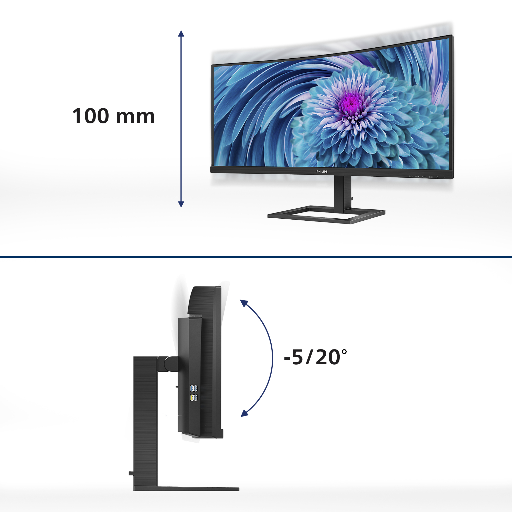 Philips E-line 346E2CUAE - LED-Monitor - gebogen - 86.36 cm (34), Ansicht 2