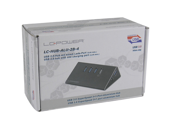 LC-Power LC-HUB-ALU-2B-4 - Hub - 3 x SuperSpeed USB 3.0 + 1 x SuperSpeed USB 3.0 (laden), Ansicht 3