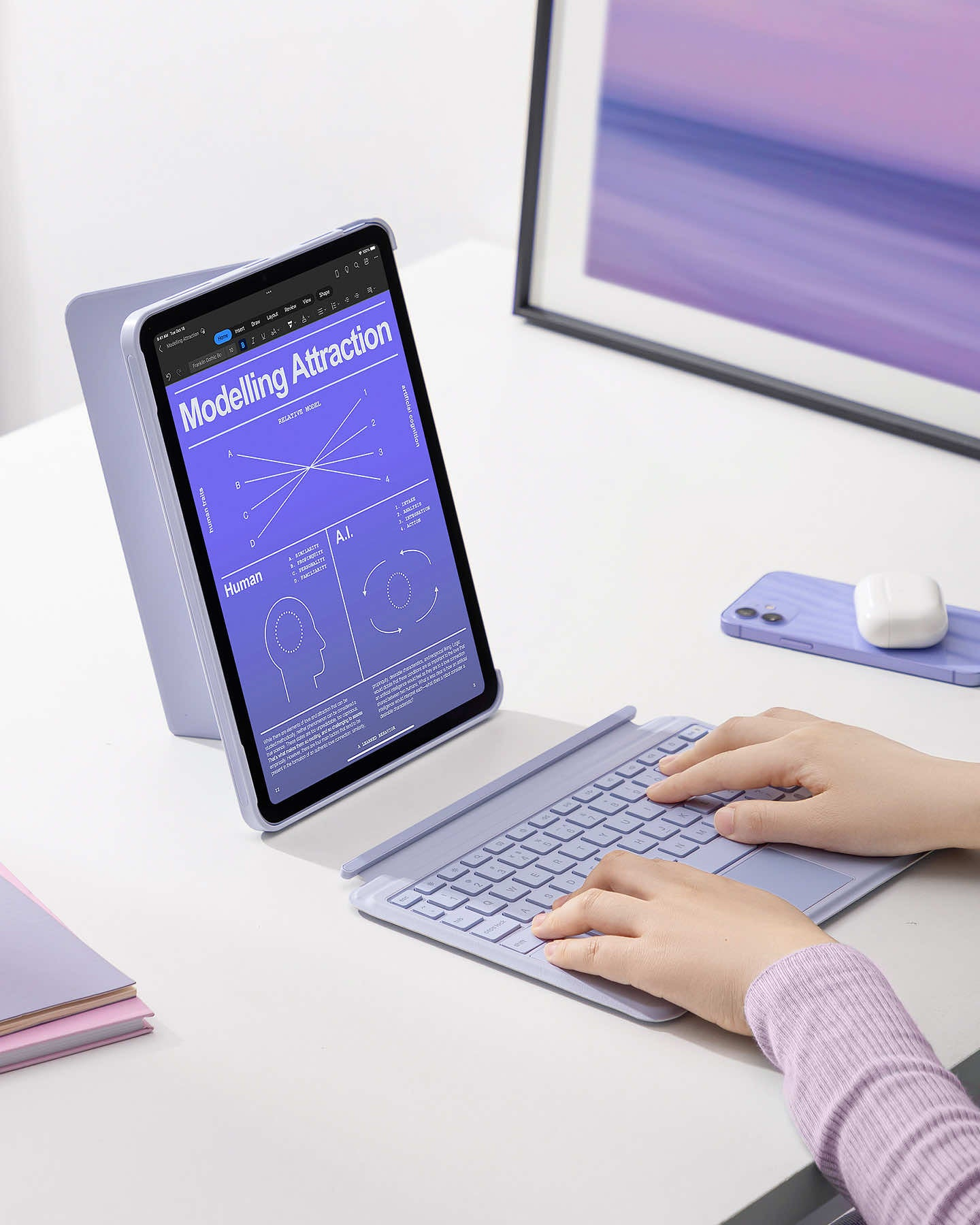 Inateck Keyboard iPad 11 purple Air 4/5 Generation COM - Tastatur - TL: Deutsch, QWERTZ, Ansicht 3