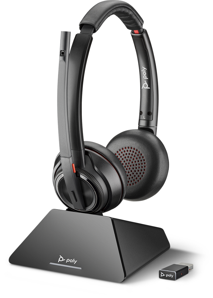 Poly Savi 8200 Series W8220 - Headset - On-Ear Ersatz DECT kabellos aktive Rauschunterdrückung mit Ladeschale, Ansicht 2