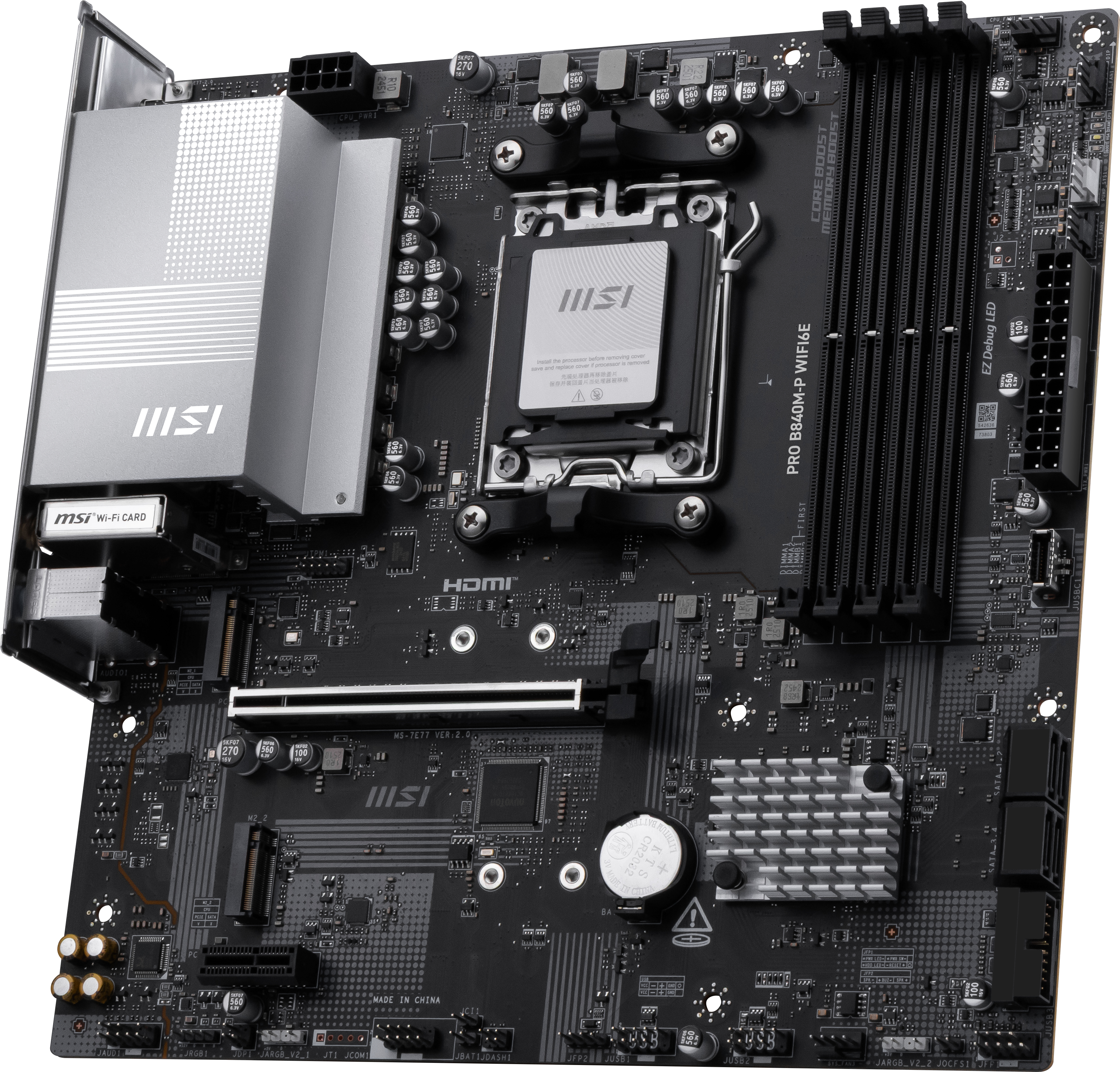 MSI PRO B840M-P WIFI6E - Mainboard - mATX - AMD AM5, Ansicht 3