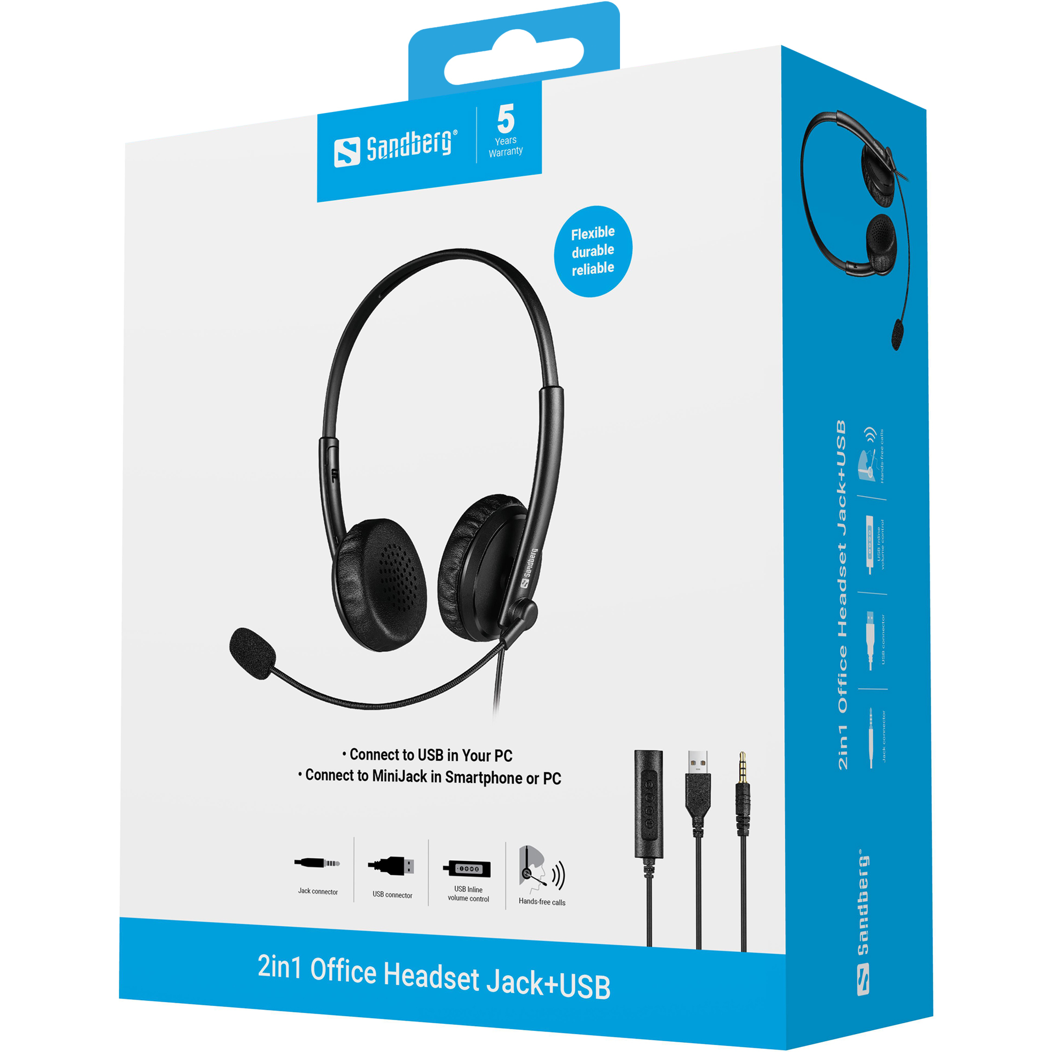 SANDBERG 2in1 Office - Headset - On-Ear - kabelgebunden, Ansicht 2