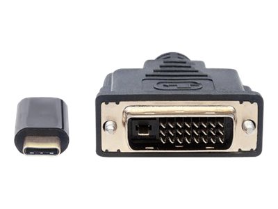 Manhattan USB-C to DVI-D Cable, 1080p@60Hz, 2m, Male to Female, Black, Compatible with DVD-D, Three Year Warranty, Polybag - Adapterkabel - 24 pin USB-C (M) zu DVI-D (M) - USB 3.1 - 2 m - 1080p-Unterstützung