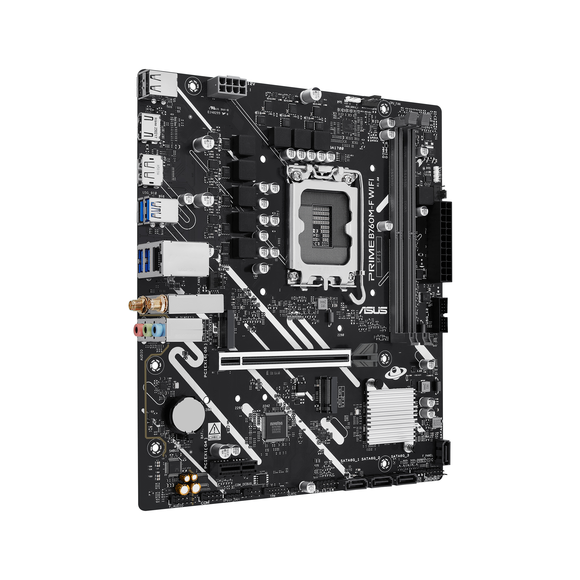ASUS PRIME B760M-F WIFI - Motherboard - micro ATX - LGA1700 Sockel - B760 Chipsatz - Gigabit LAN, Wi-Fi 6, Bluetooth, Ansicht 4