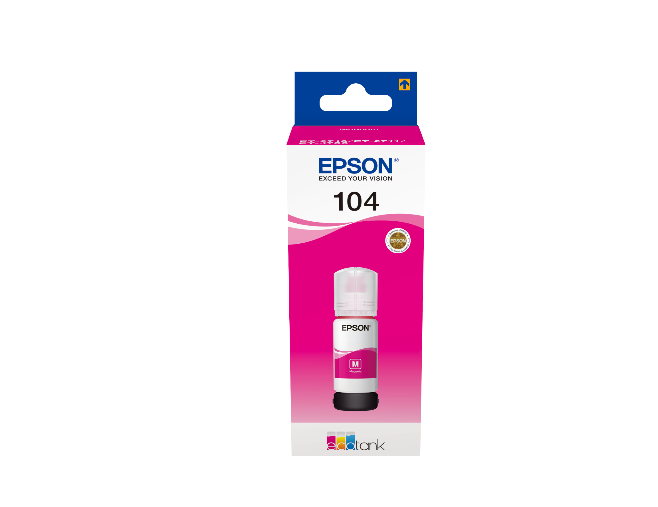 Epson 104 EcoTank Magenta ink bottle, Magenta, Epson, EcoTank ET-4700 EcoTank ET-2726 EcoTank ET-2720 EcoTank ET-2715 EcoTank ET-2714 EcoTank ET-2712..., 65 ml, Tintenstrahl, Mehrfarbig