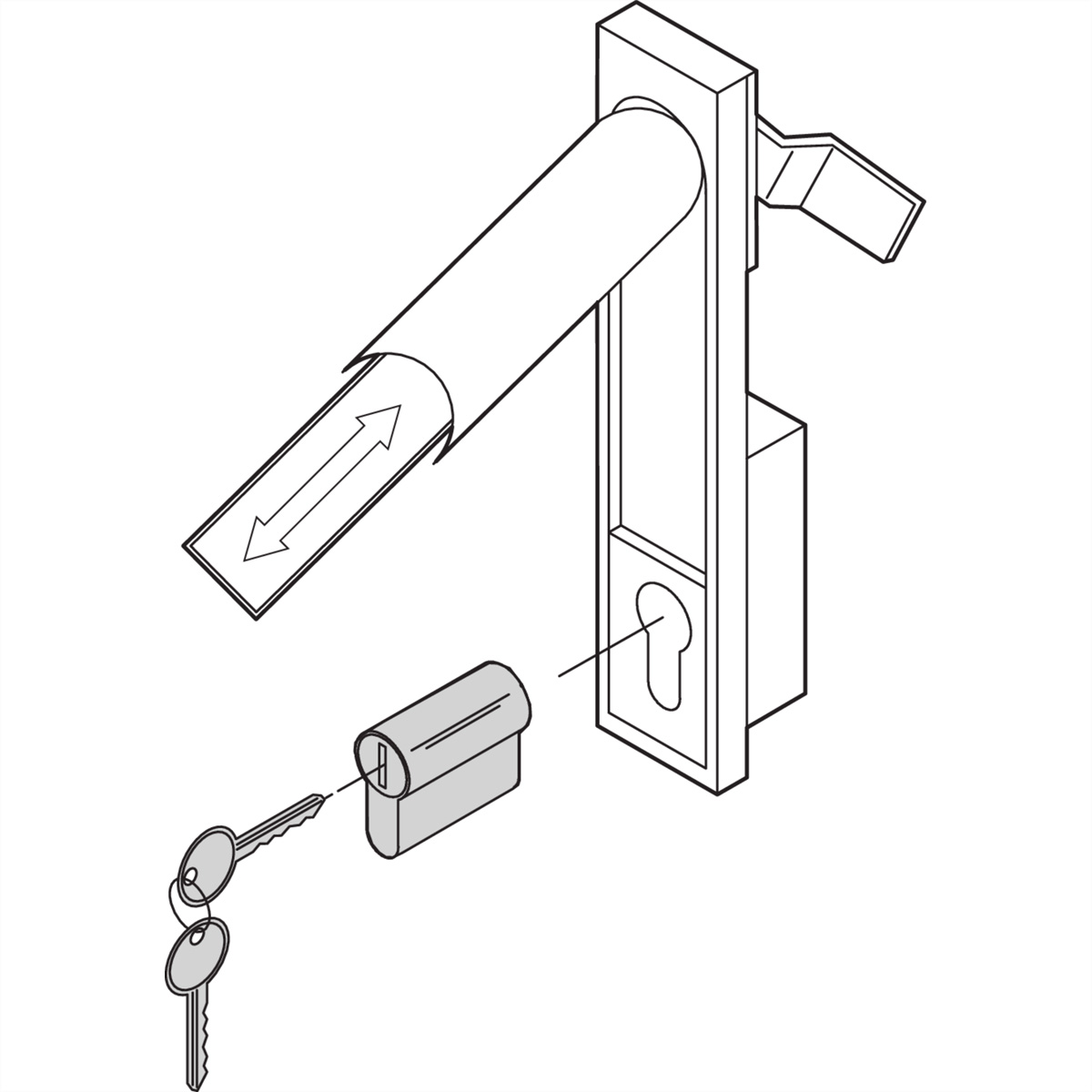 SCHROFF DIN locking cylinder with adapter - Rack-Sicherheitsschloss, Ansicht 2
