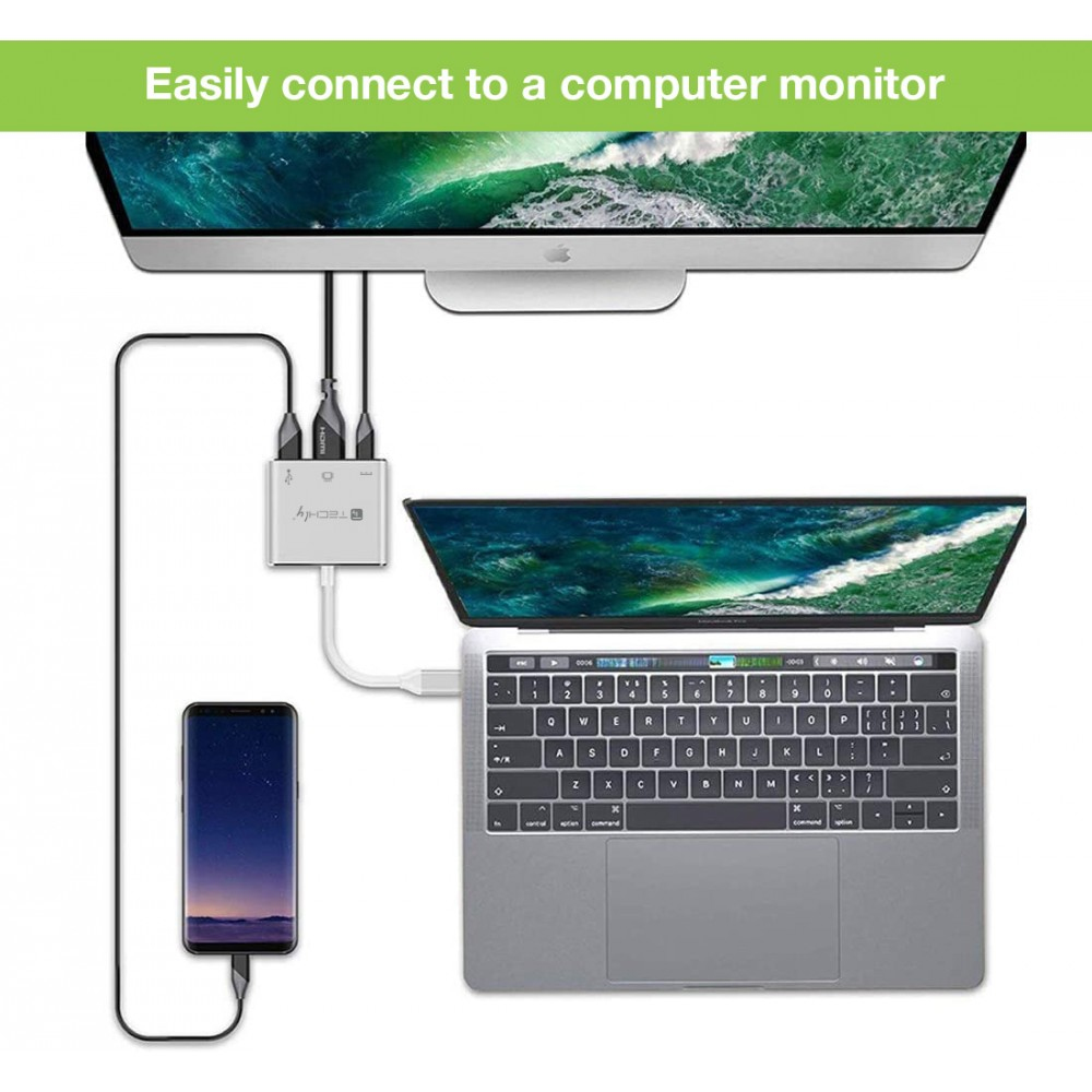 Techly IADAP USB31-HDMIPTY - Kabelgebunden - USB 3.2 Gen 1 (3.1 Gen 1) Type-C - Silber - 5 Gbit/s - 4K Ultra HD - 30 Hz, Ansicht 4
