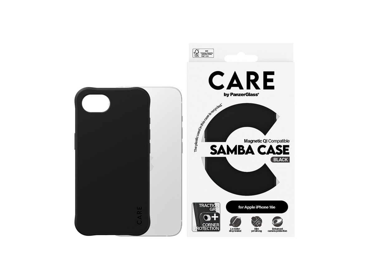 PanzerGlass CARE Samba - iPhone 16e Case - kompatibel mit MagSafe - Thermoplastisches Polyurethan (TPU) - Schwarz, Ansicht 2