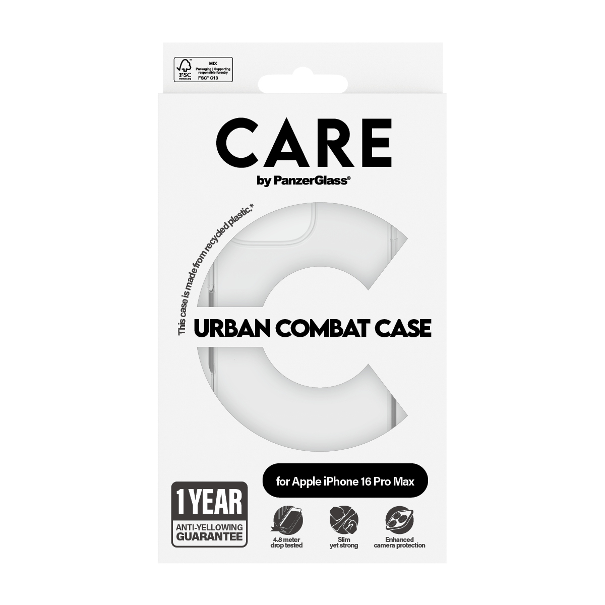 PanzerGlass CARE Urban Combat - iPhone 16 Pro Max Case - mit klarem Rahmen - (TPU) - Transparent, Ansicht 3
