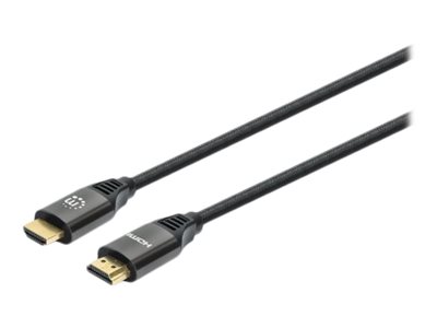 Manhattan Ultra High Speed - HDMI-Kabel mit Ethernet - HDMI männlich bis HDMI männlich - 1 m - Doppelisolierung - Schwarz - Support von 4K 120 Hz, unterstützt 8K 60 Hz (7680 x 4320)
