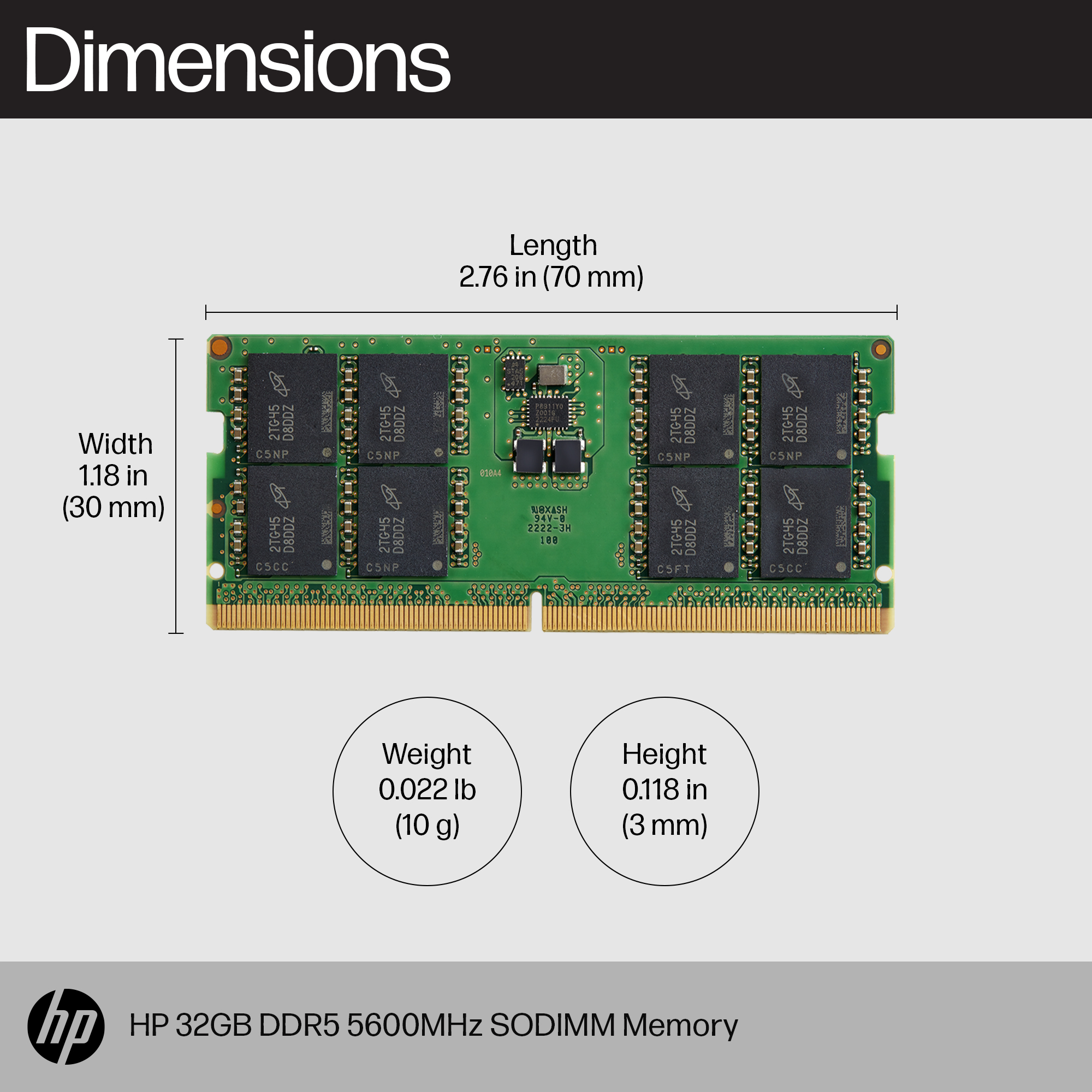 HP  DDR5 - Modul - 32 GB - SO DIMM 262-PIN - 5600 MHz / PC5-44800, Ansicht 4