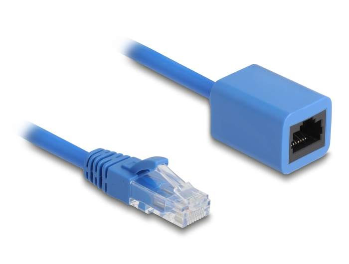 Delock RJ45 Spiralkabel Stecker zu Buchse Cat.6 UTP 0.6 m bis 1.2 blau - Netzwerk - CAT 6, Ansicht 2