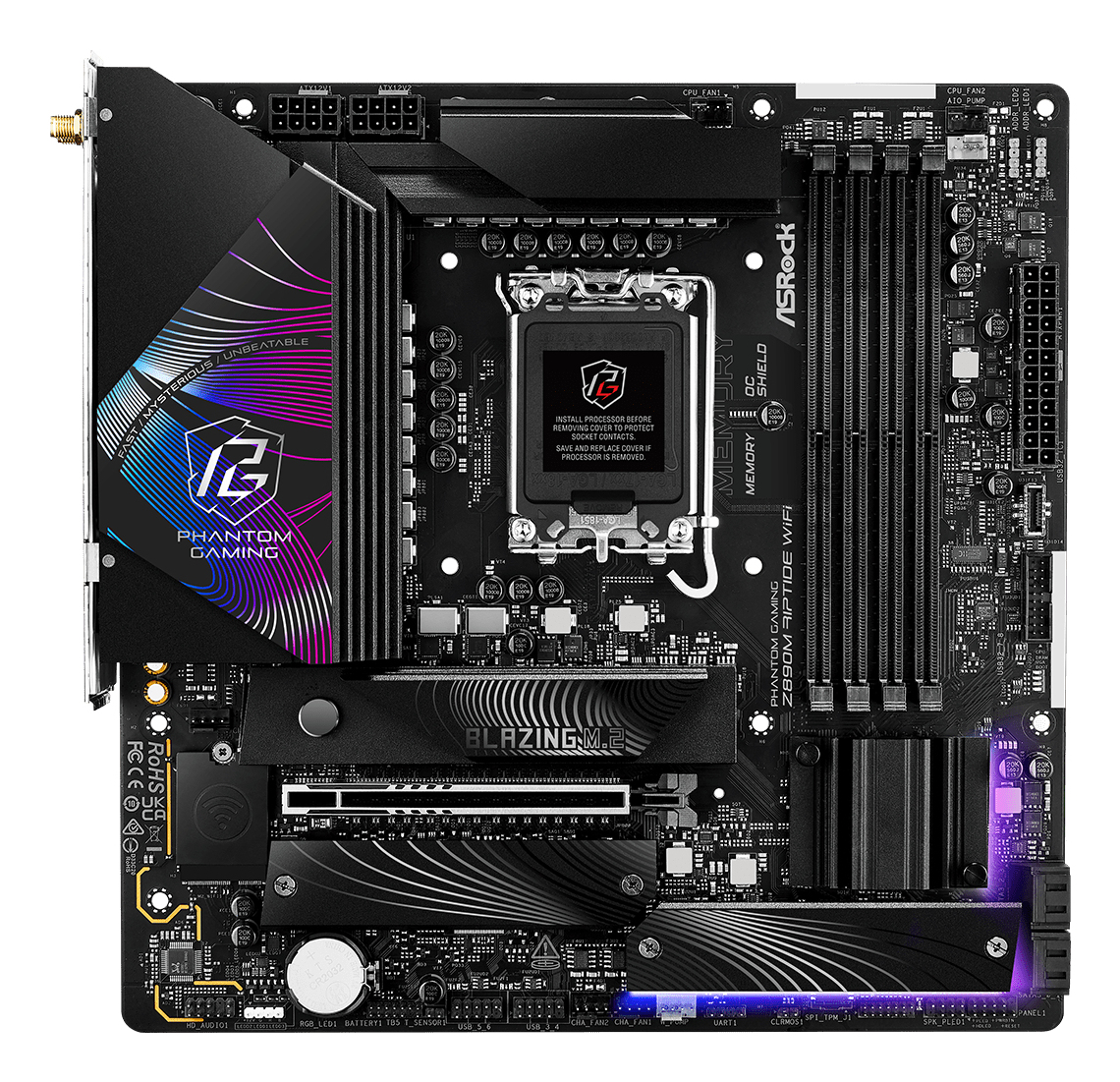 ASRock Phantom Gaming Z890M RIPTIDE WIFI - Motherboard - micro ATX - LGA1851-Sockel - Z890 Chipsatz - USB4, Ansicht 2