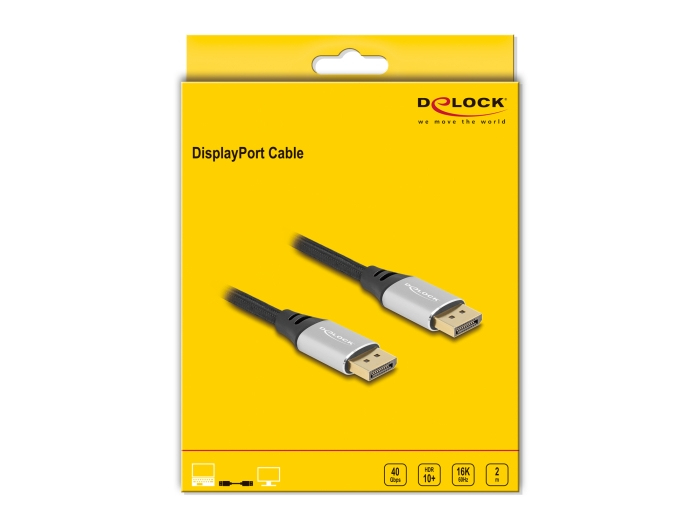 Delock DisplayPort Kabel 16K 60 Hz 2 m silber Metall, Ansicht 3