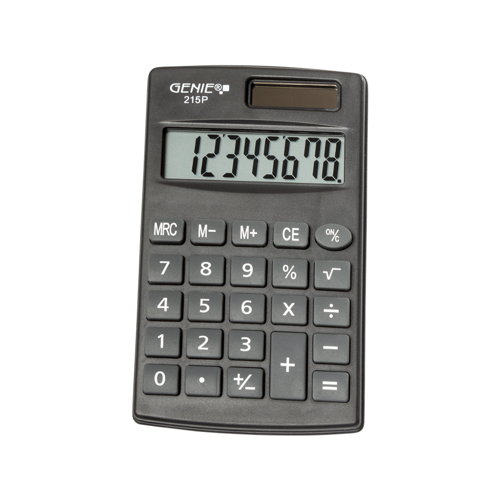 Genie 215 P - Tasche - Einfacher Taschenrechner - 8 Ziffern - Batterie/Solar - Schwarz, Ansicht 2