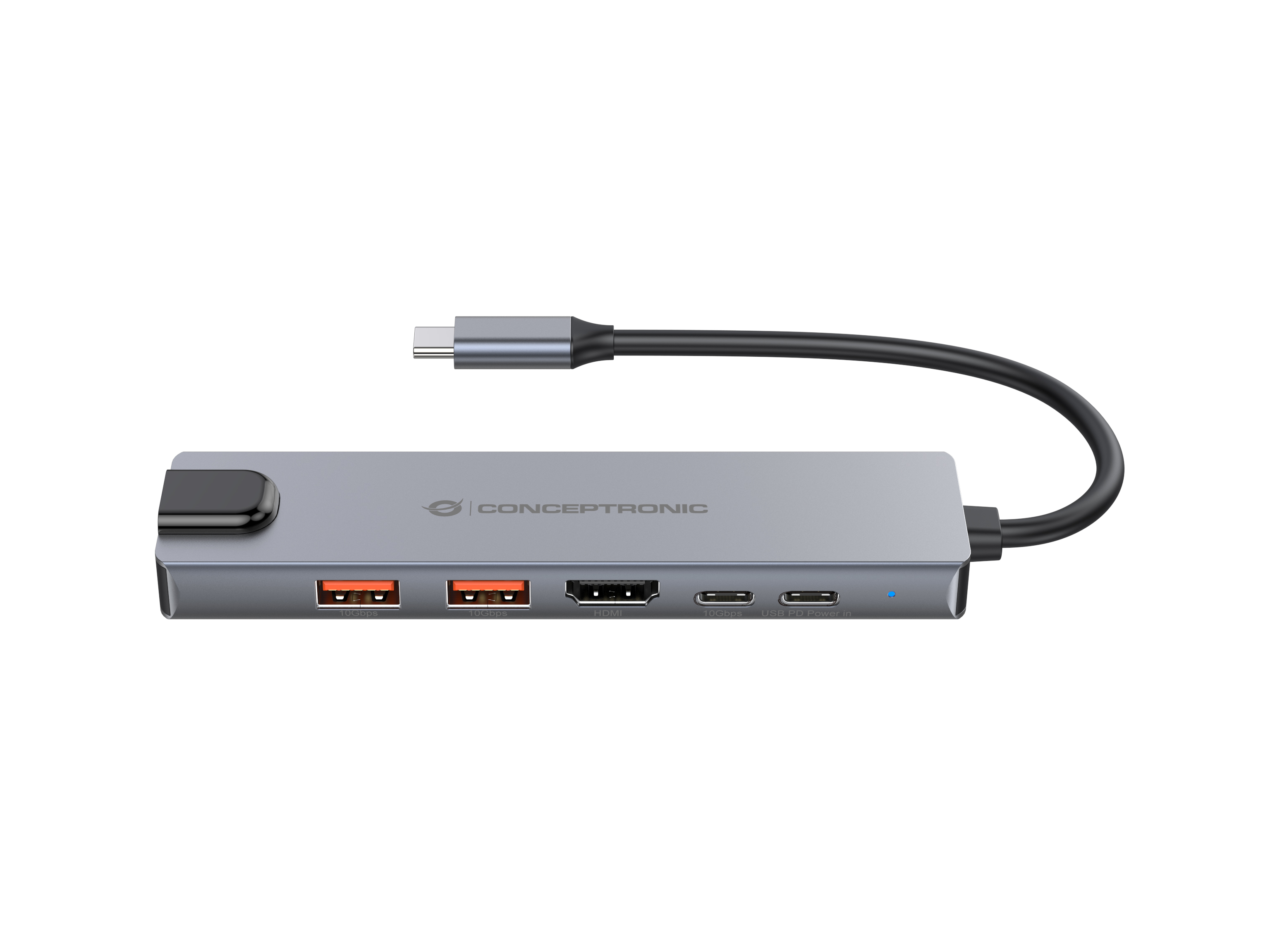 Conceptronic DONN29G 6-in-1 USB 3.2 Gen 2 Dockingstation - 4K60Hz HDMI - USB-A 10Gbps x 2 - USB-C, Ansicht 4