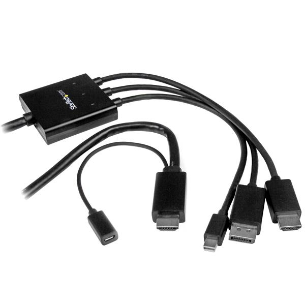 StarTech.com HDMI, DisplayPort oder Mini DisplayPort auf HDMI Konverter - 2m, 2 m, DisplayPort + Mini DisplayPort + HDMI, HDMI + USB, Männlich, Männlich/Weiblich, USB