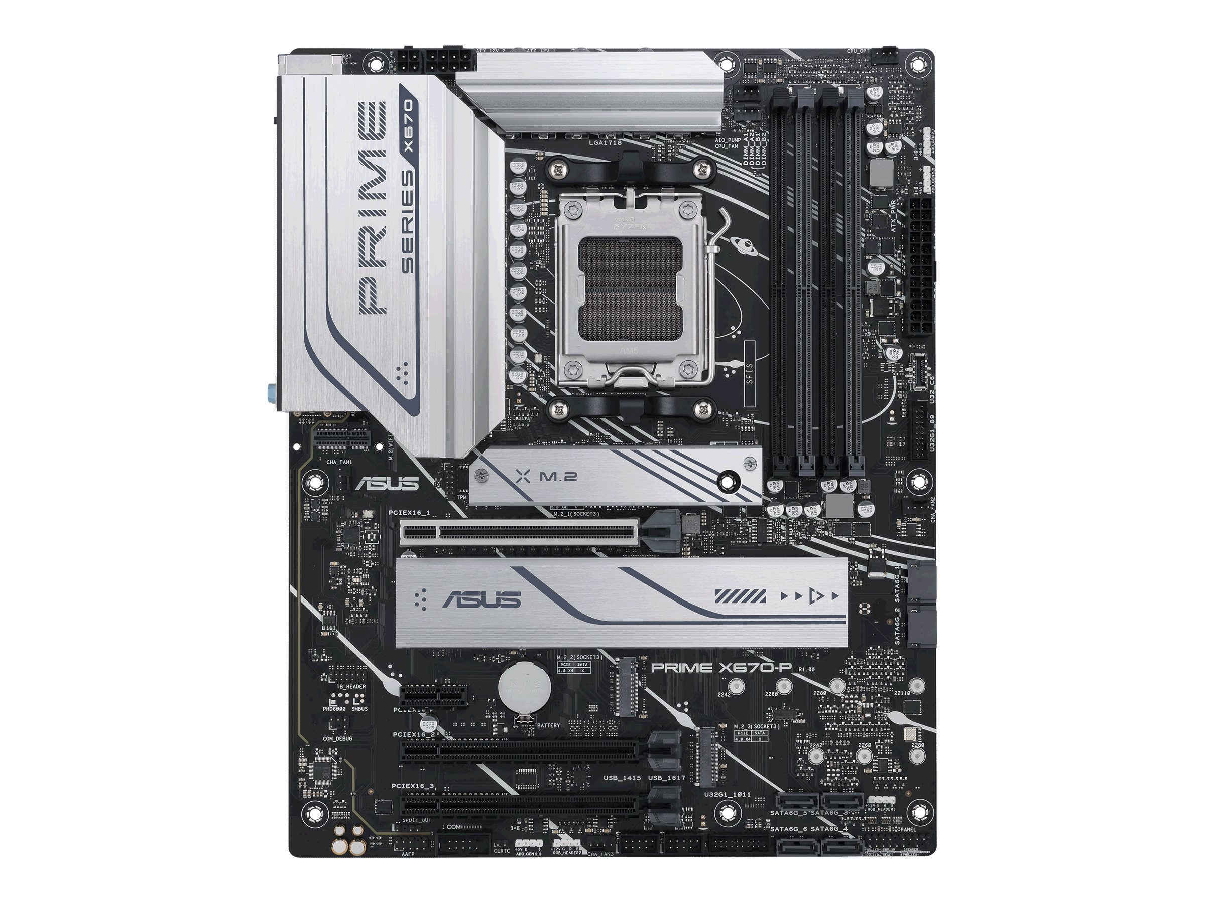 ASUS Prime X670-P - Motherboard - ATX - Socket AM5 - AMD X670 Chipsatz - USB 3.2 Gen 1, USB 3.2 Gen 2, USB-C Gen 2x2, US