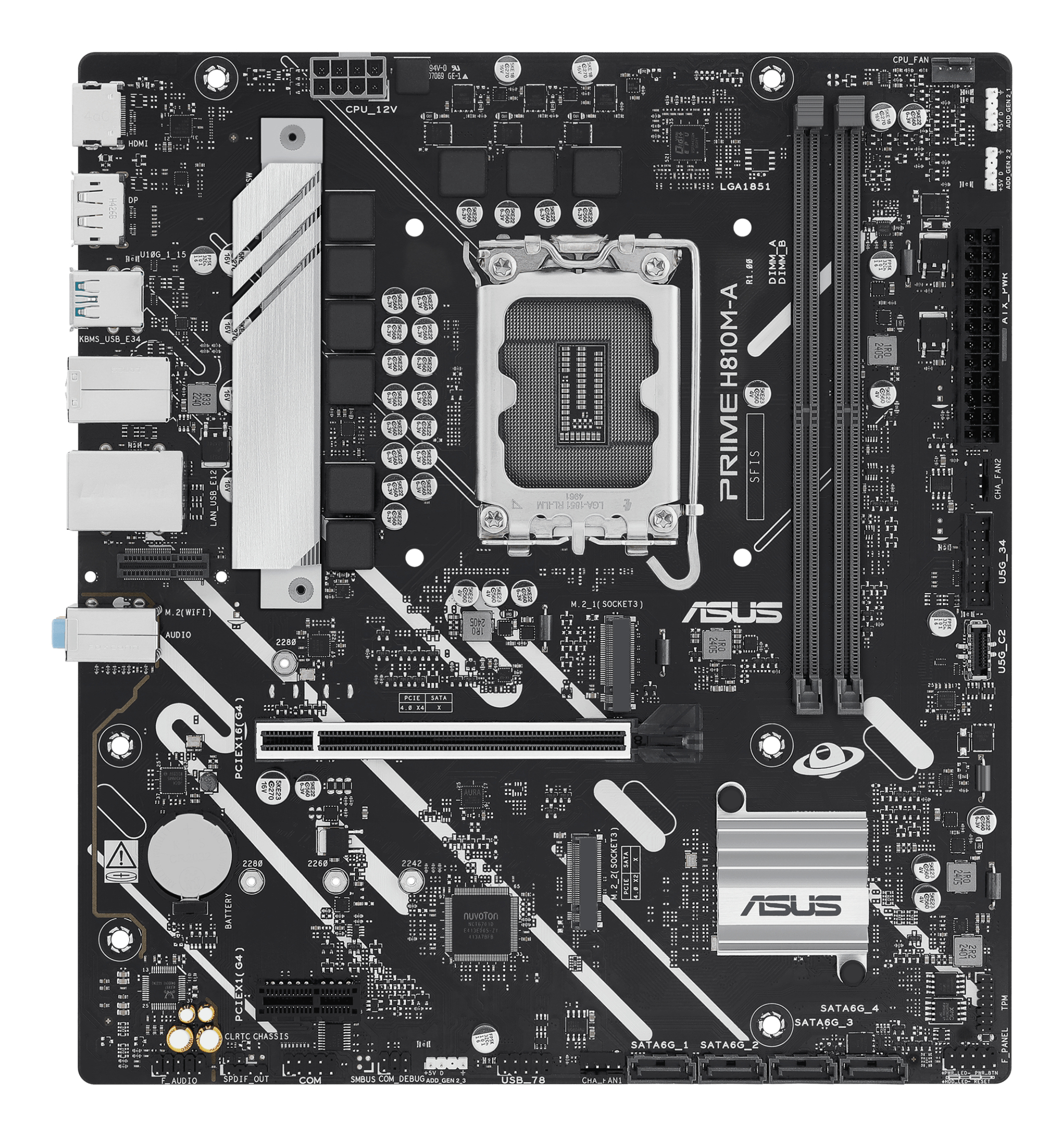 ASUS PRIME H810M-A-CSM - Motherboard - micro ATX - LGA1851-Sockel - H810 Chipsatz - Onboard-Grafik (CPU erforderlich), Ansicht 4