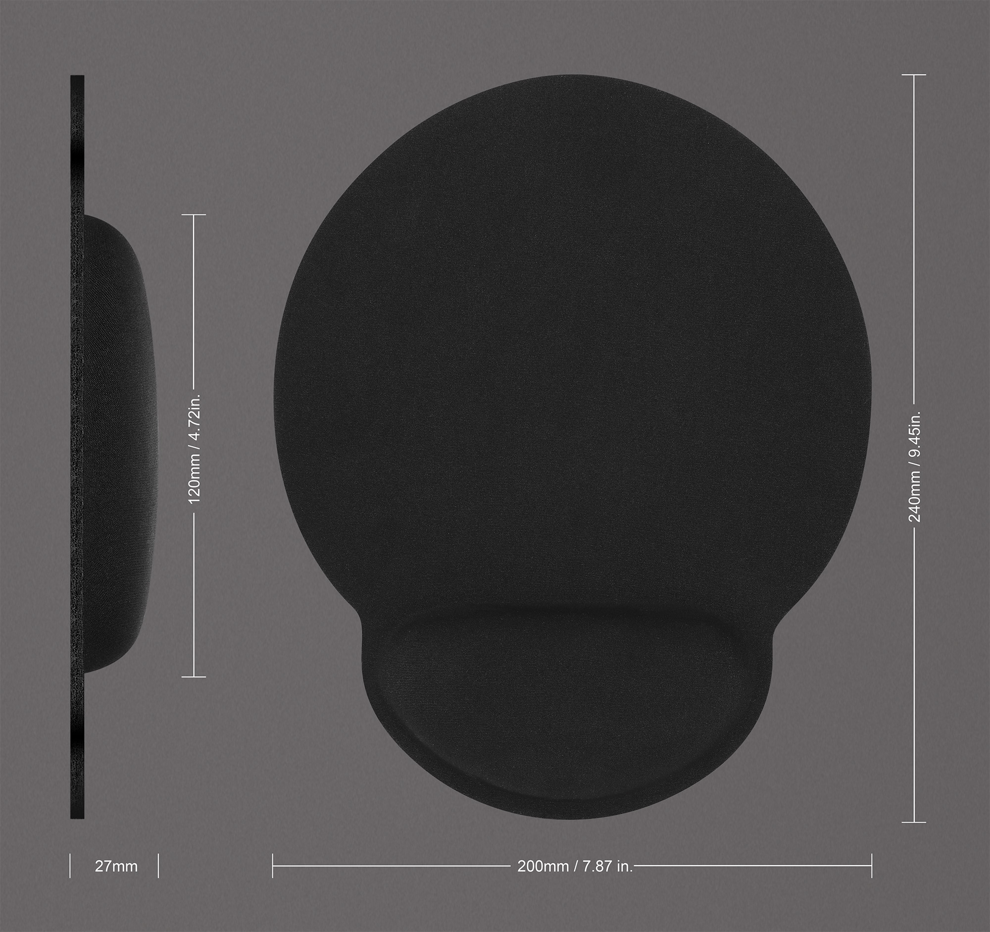 IC Intracom Manhattan Wrist Gel Support Pad and Mouse Mat, Black, non slip base, Lifetime Warranty, Ansicht 2