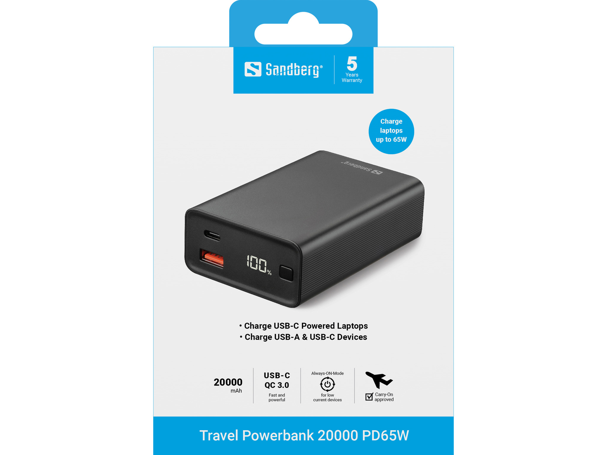 SANDBERG Travel Powerbank 20000 PD65W, Ansicht 4