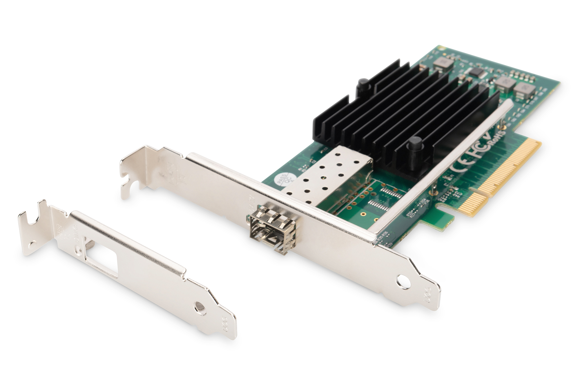 DIGITUS Single Port 10 Gigabit Ethernet Netzwerkkarte, SFP, PCI Express, Intel Chipsatz, Eingebaut, Kabelgebunden, PCI Express, Faser, 10000 Mbit/s