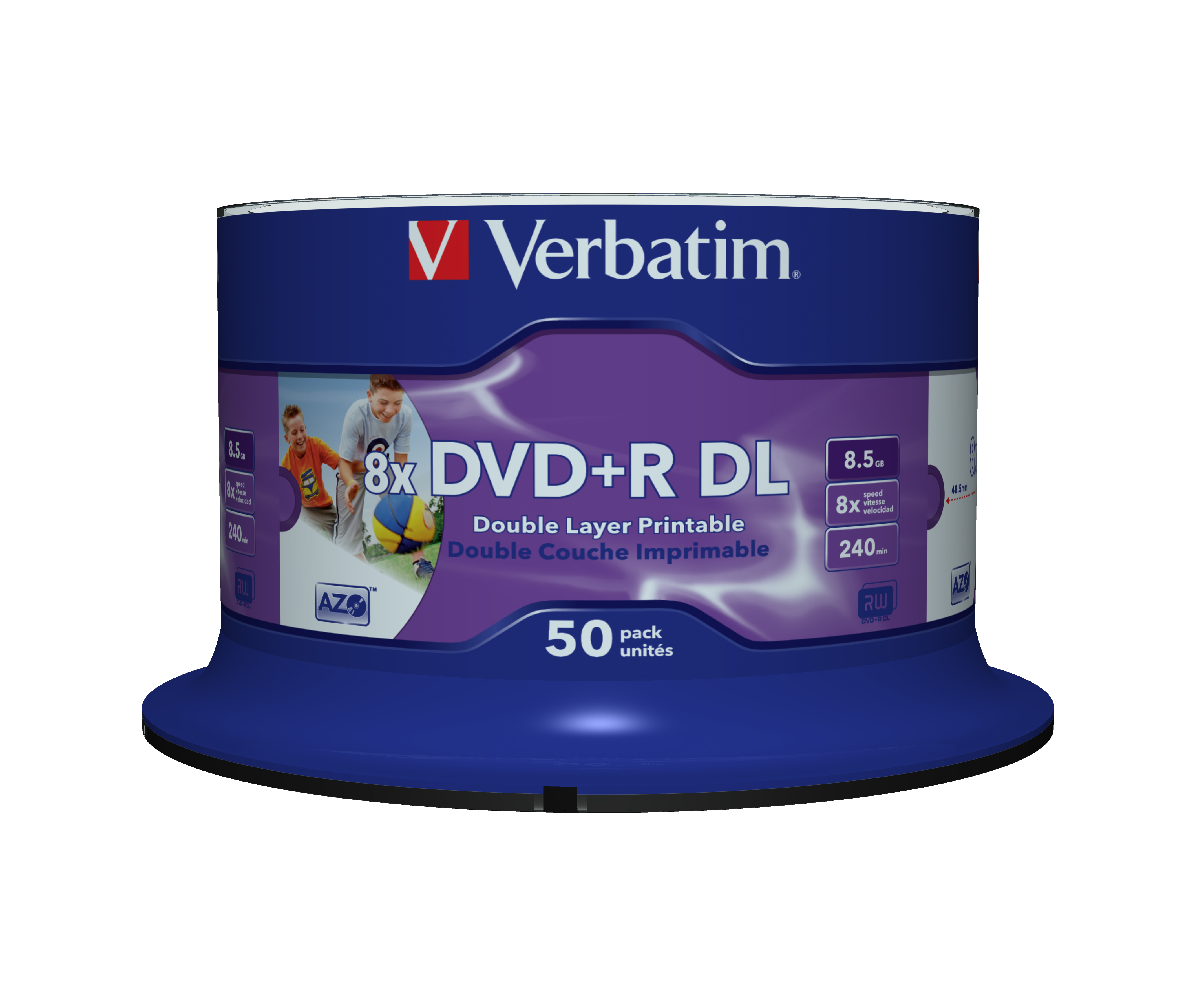 Verbatim 50 x DVD+R DL - 8.5 GB 8x - mit Tintenstrahldrucker bedruckbare Oberfläche, Ansicht 2