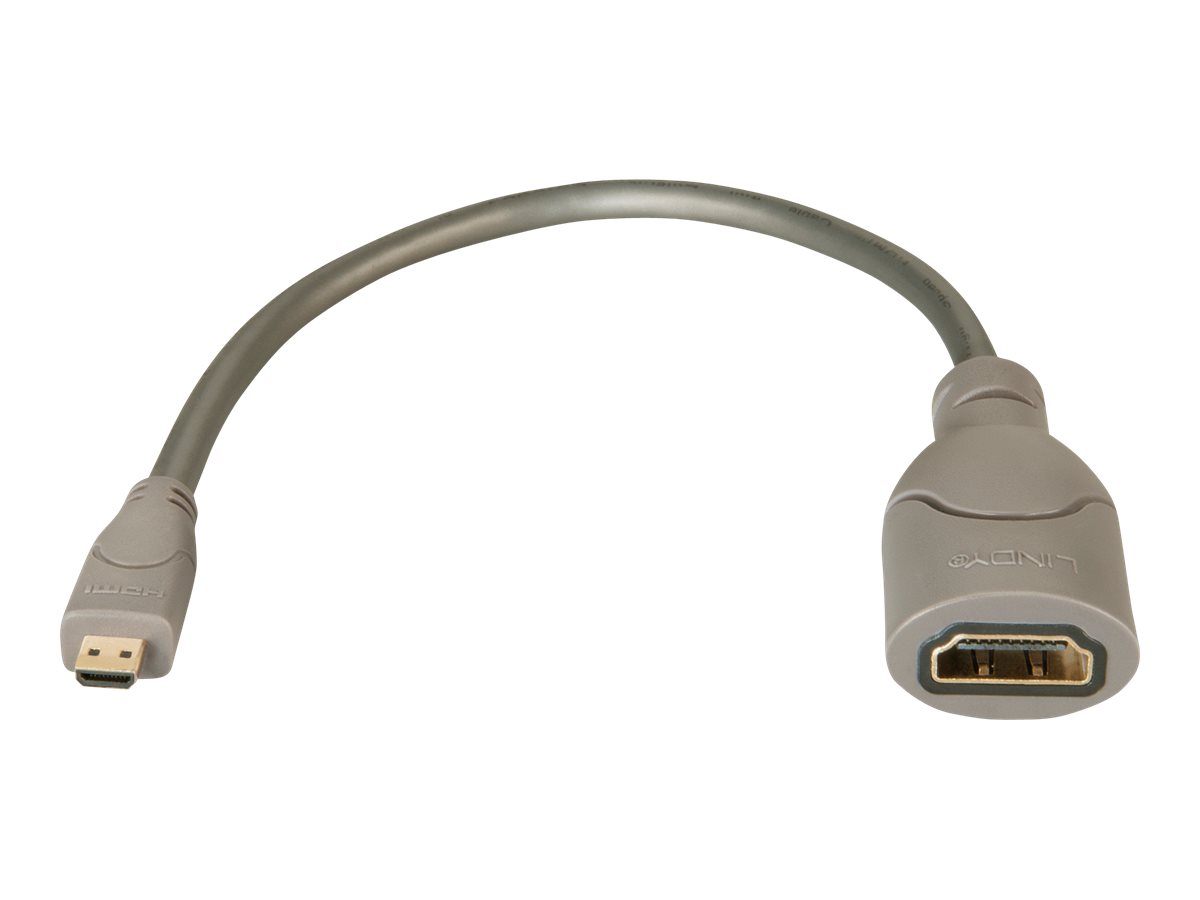 Lindy - HDMI-Adapter - mikro HDMI männlich zu HDMI weiblich - 15 cm - abgeschirmt - Anthrazit