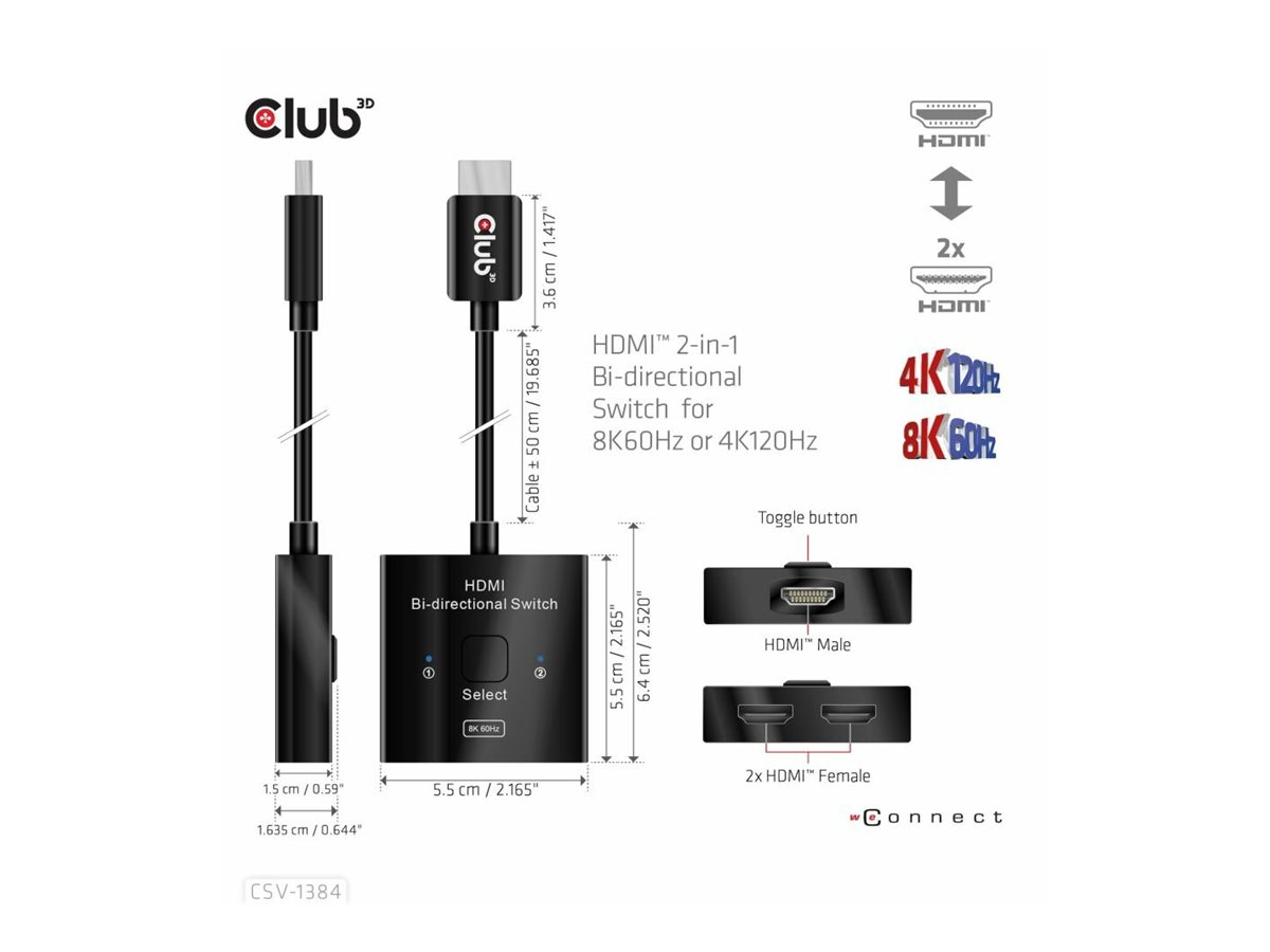 Club 3D CSV-1384 2-Port KVM-Umschalter - Video-Eingang HDMI, Ansicht 2