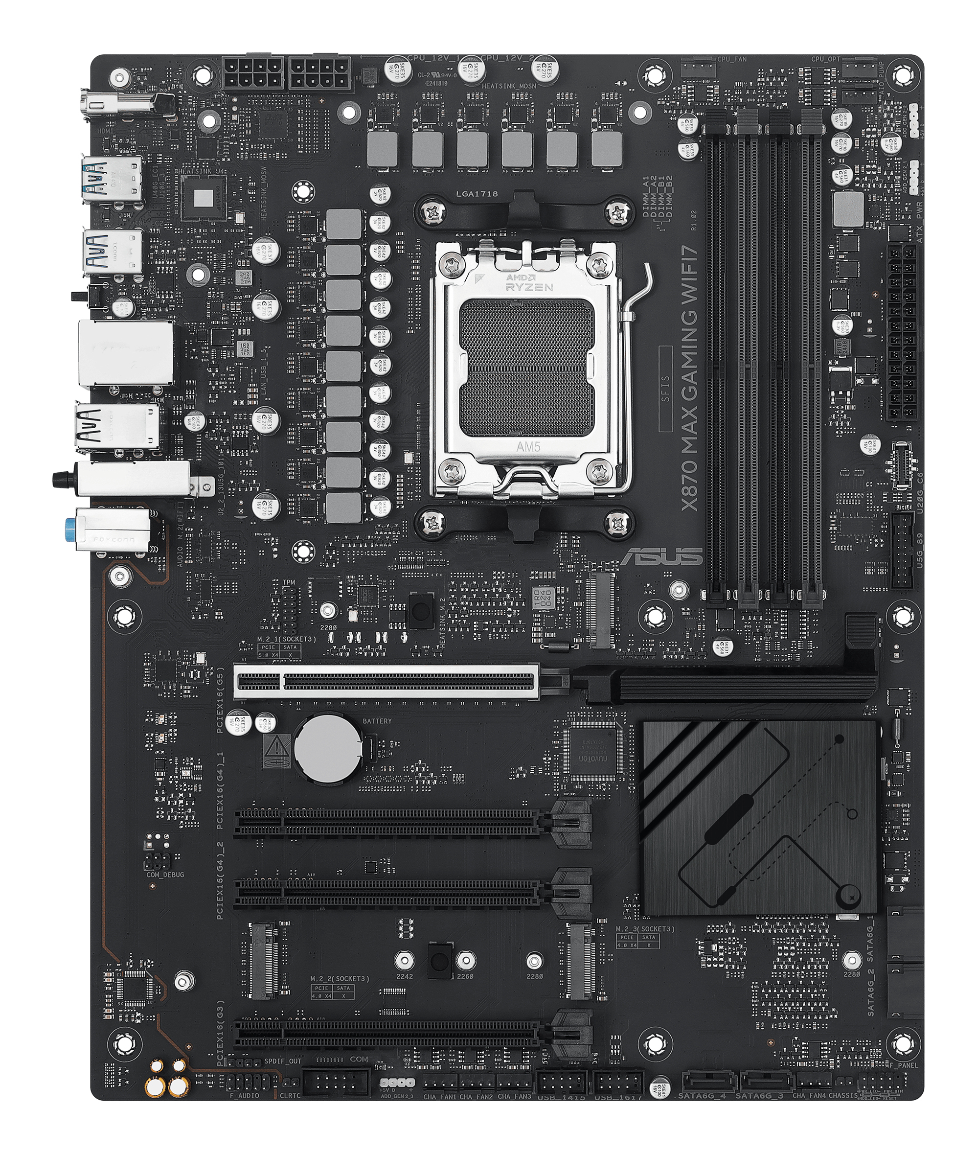 ASUS X870 MAX GAMING WIFI7 - Motherboard - ATX - Socket AM5 - AMD X870 Chipsatz, Ansicht 4