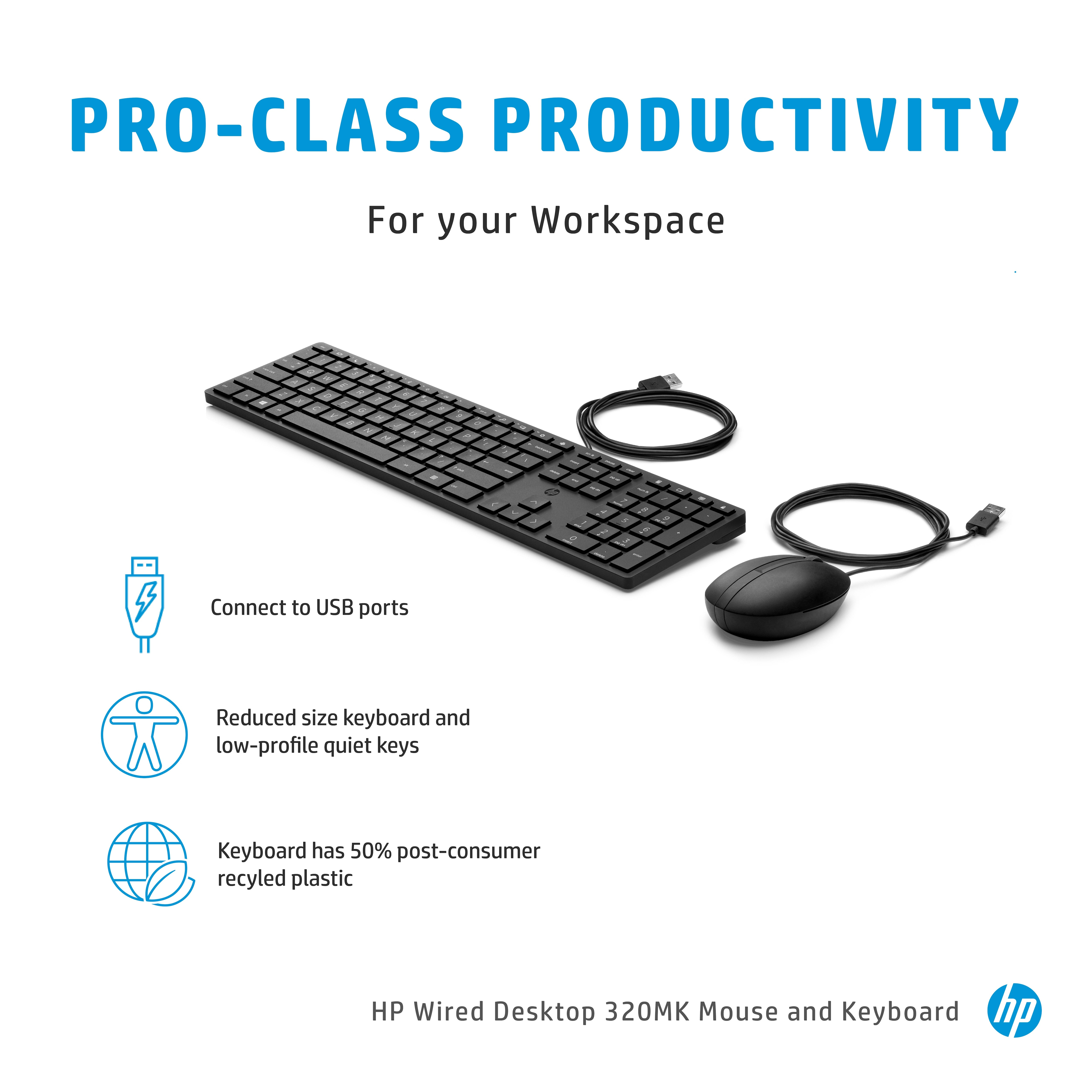 HP Desktop 320MK - Tastatur-und-Maus-Set - TL: US, QWERTY, Ansicht 2