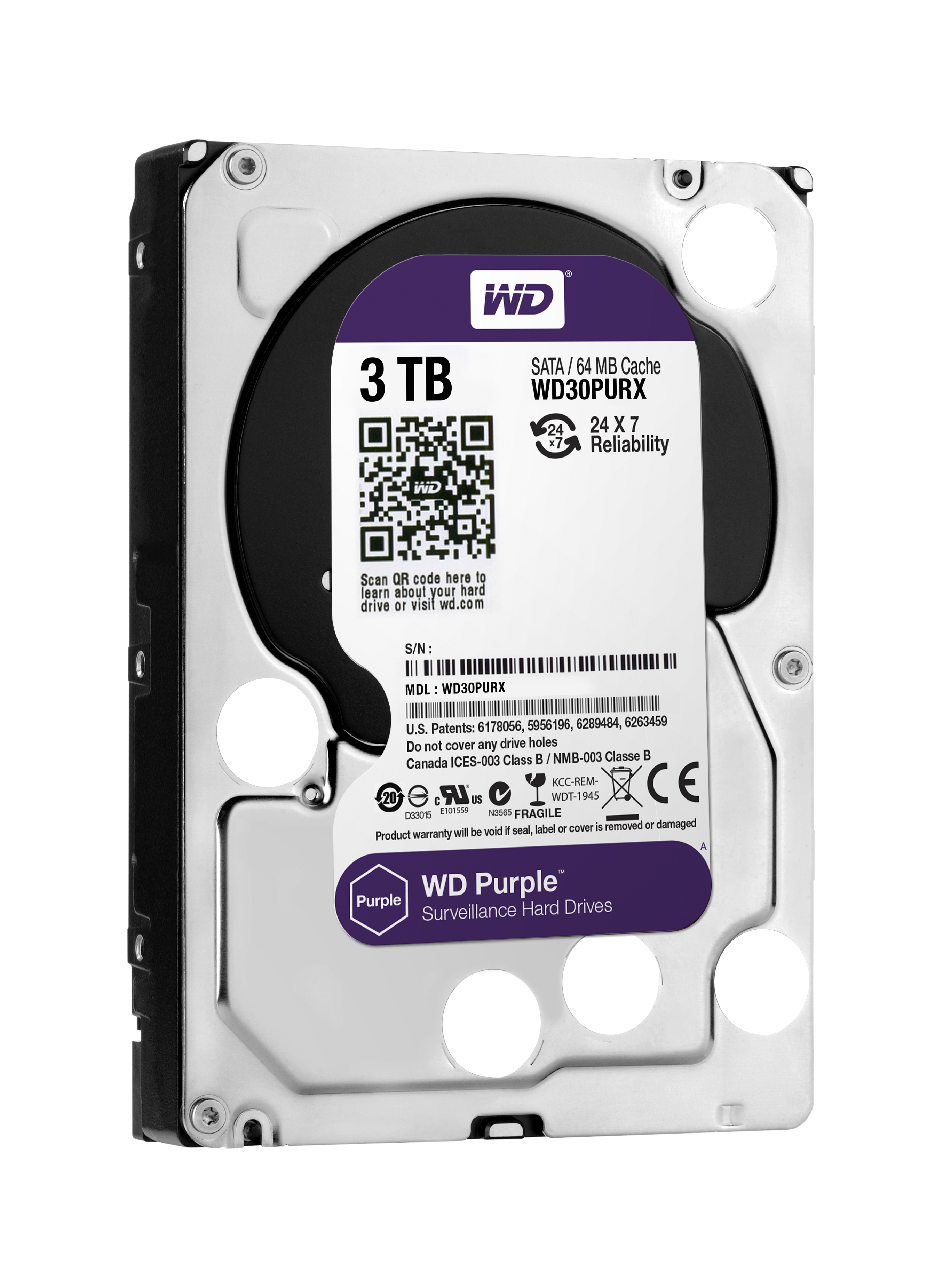 WD Purple WD30PURX - Festplatte - 3 TB - intern - 3.5 (8.9 cm), Ansicht 3