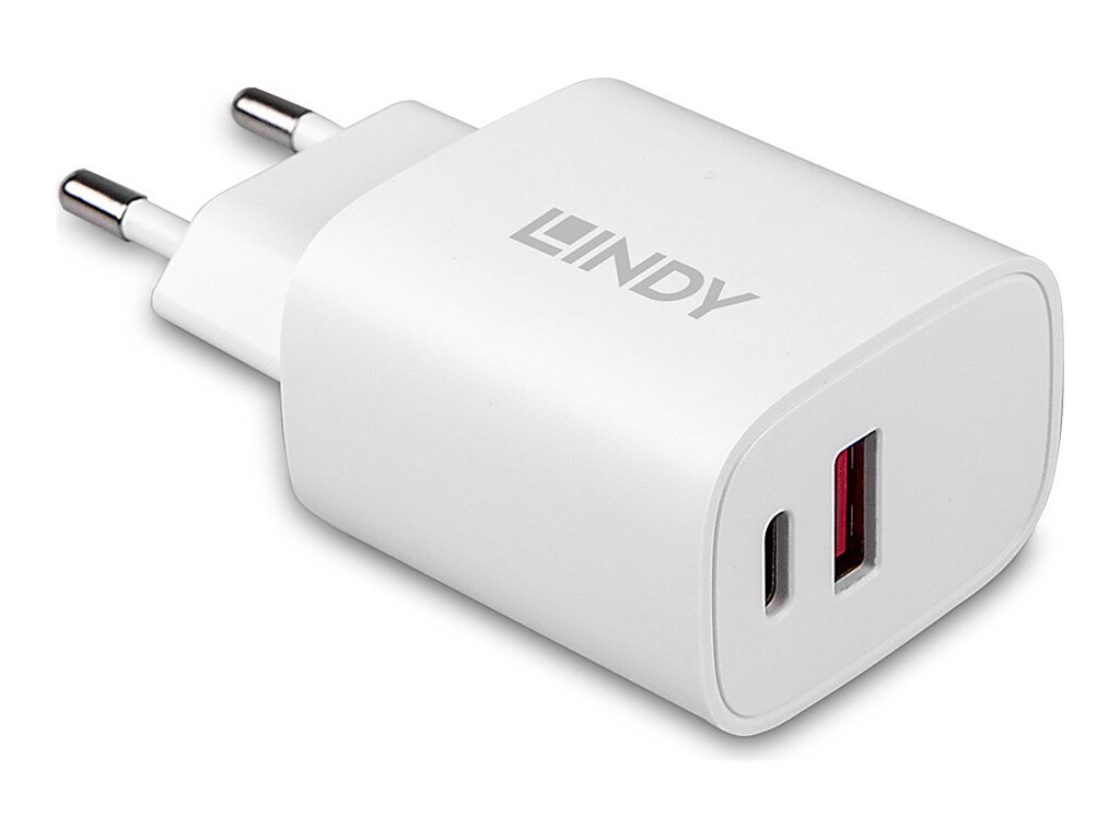 Lindy Netzteil - 20 Watt - 3 A - PD 3.0 - 2 Ausgabeanschlussstellen (USB, 24 pin USB-C)