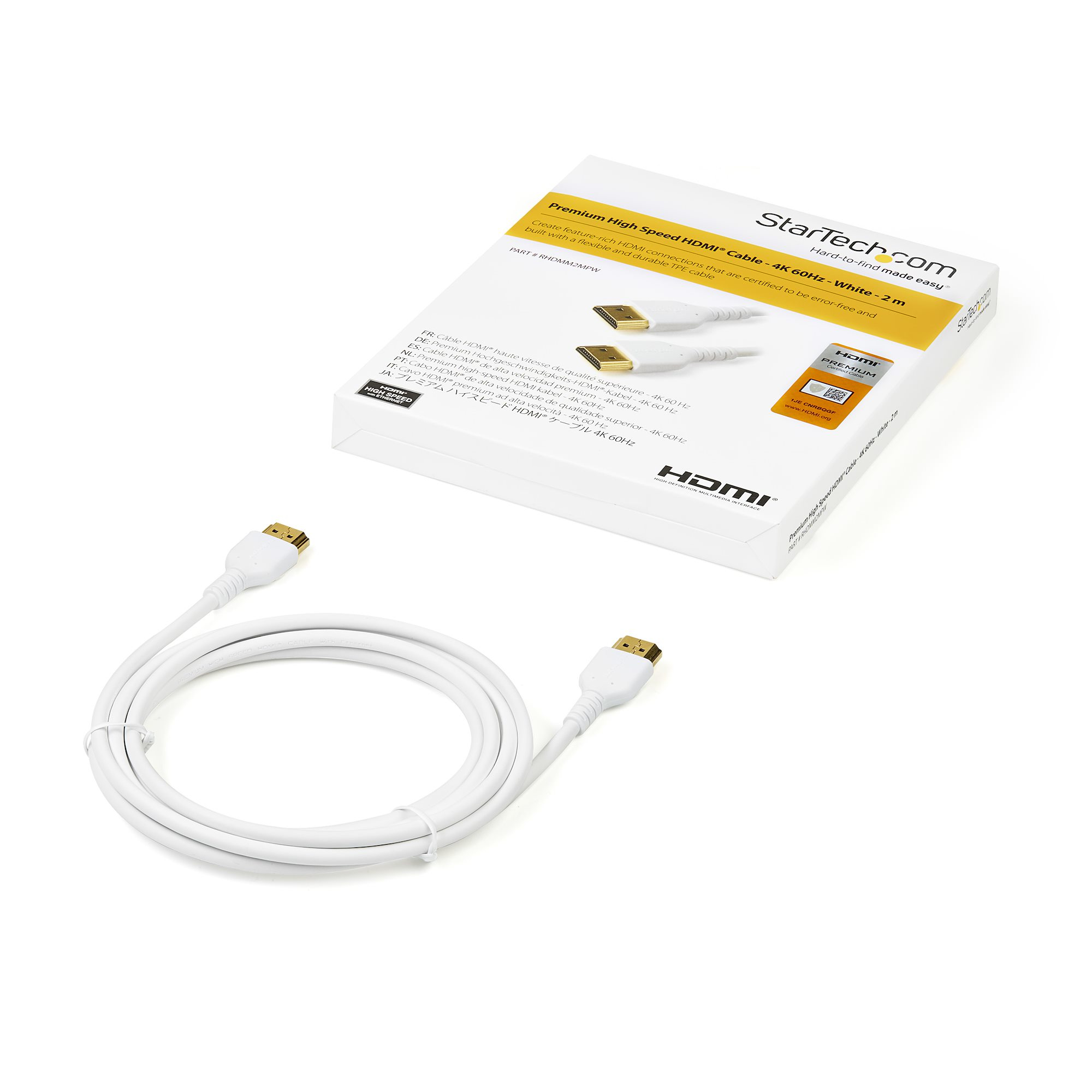 StarTech.com RHDMM2MPW HDMI Kabel (4K 60Hz, 2m, High Speed, HDMI 2.0, TPE- Kabel, mit Ethernet, robust, Ansicht 3