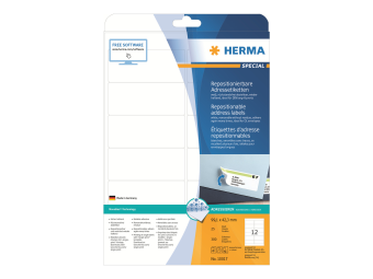 HERMA Special - Papier - matt - selbstklebend neu positionierbar - weiß - 99.1 x 42.3 mm 300 Etikett(en) (25 Bogen x 12)