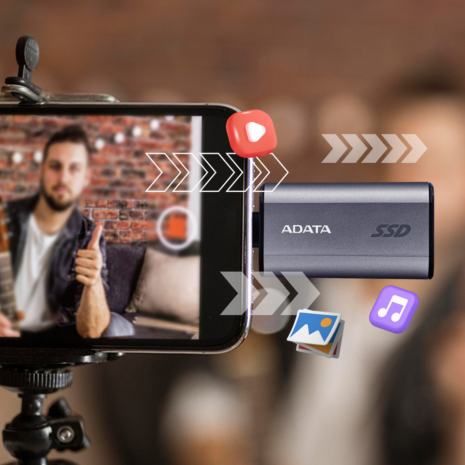 ADATA SC750 - SSD - 2000 GB - extern (tragbar) - USB 3.2 Gen 2 (USB-C Steckverbinder), Ansicht 4
