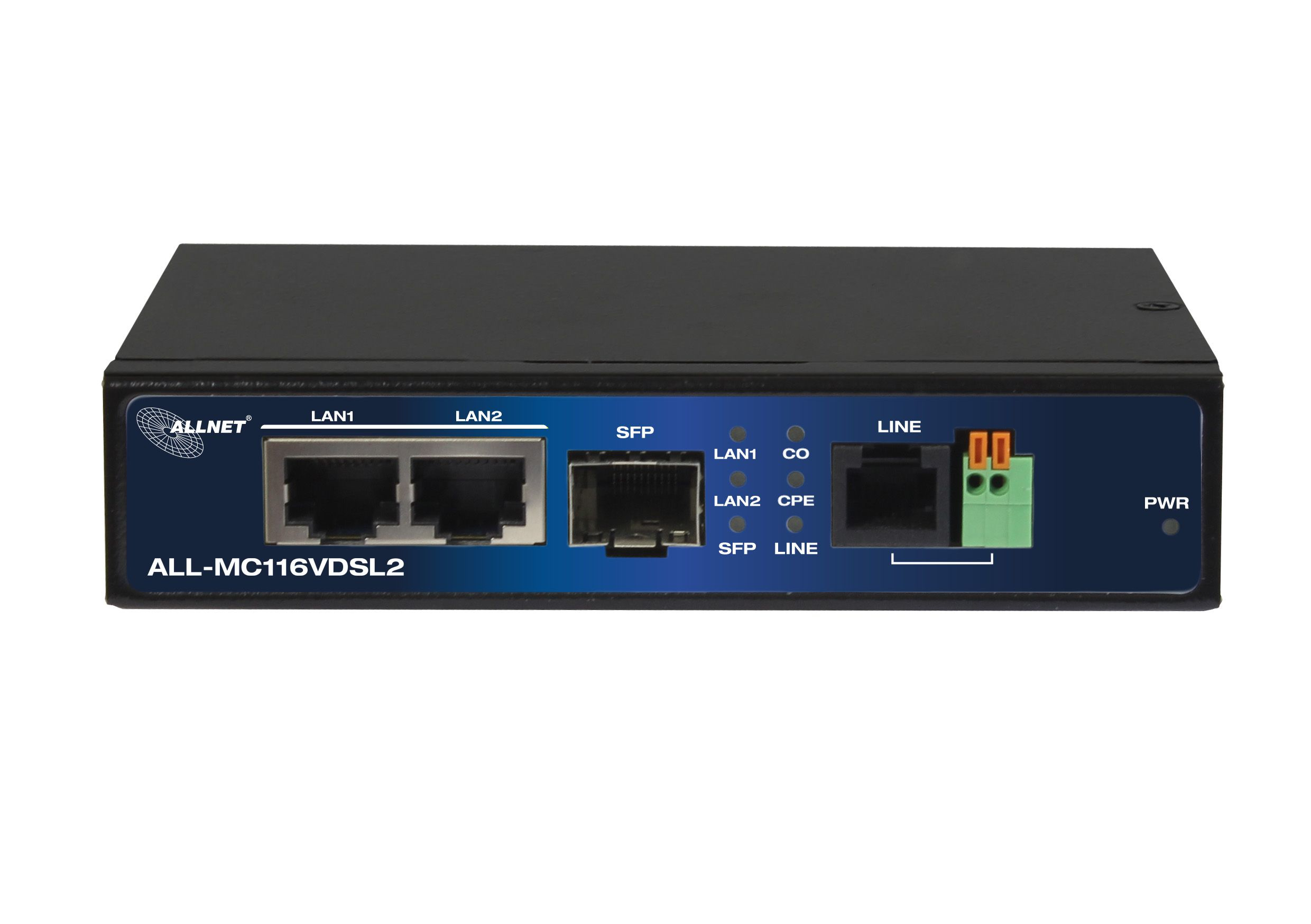 ALLNET ALL-MC116VDSL2 - 2x RJ45 - SFP - 10BASE-T - 100BASE-T - 160 Mbit/s - Schwarz - ADSL (RJ-11) - Ethernet (RJ-45), Ansicht 3