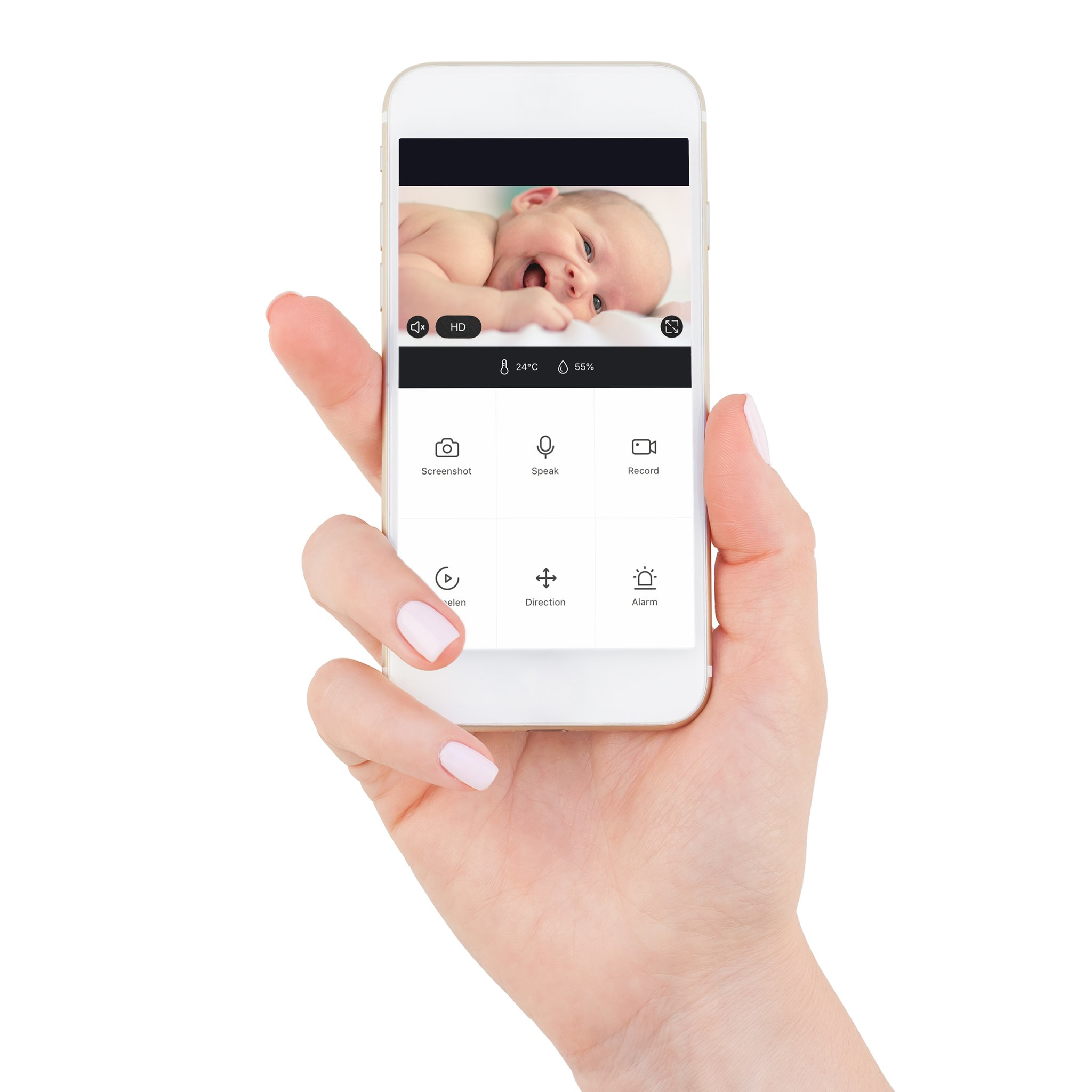 Alecto SMARTBABY10 - 1920 x 1080 Pixel - Android - iOS - WLAN - 2.4 GHz - Anthrazit - Weiß - Kunststoff, Ansicht 3